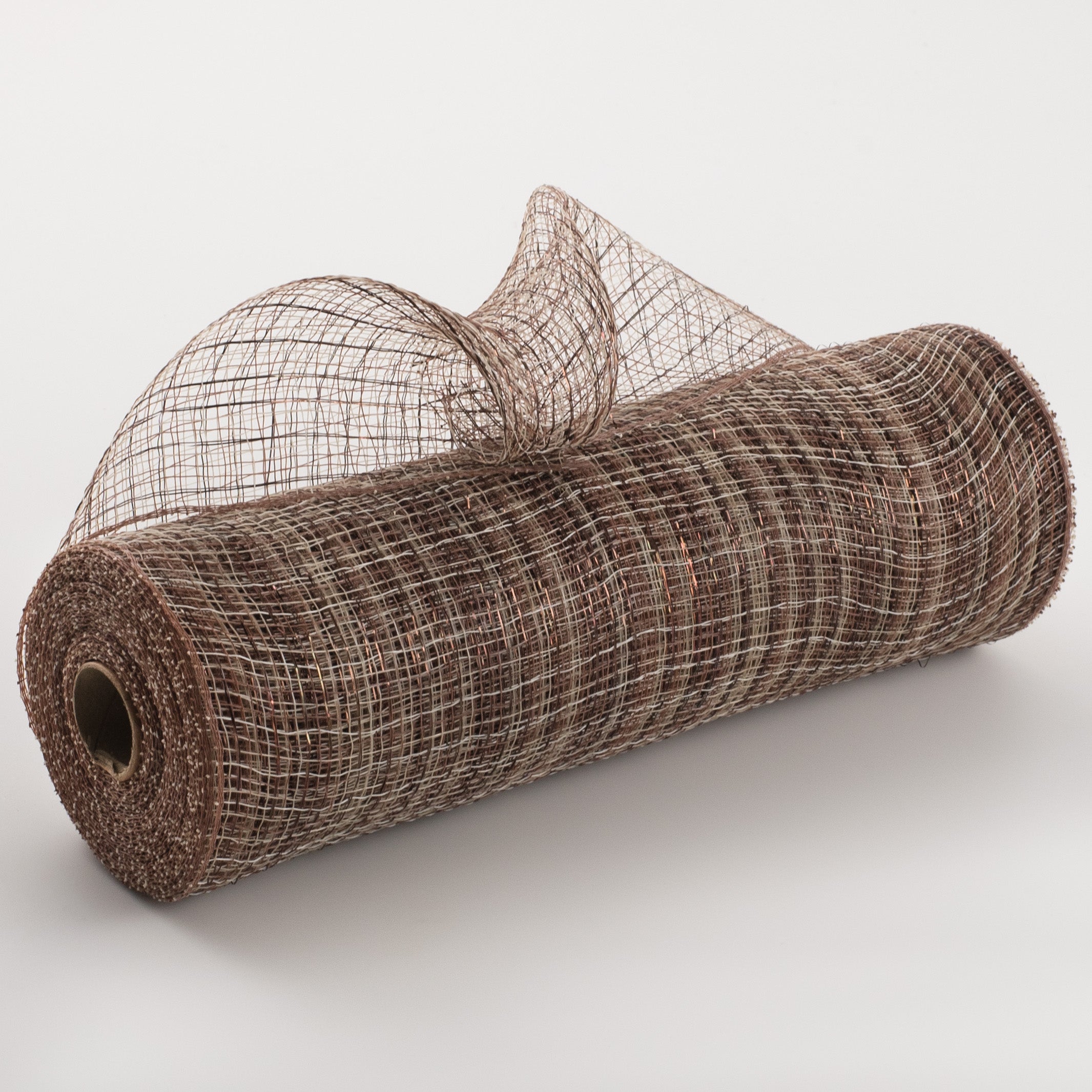 10" Tweed Deco Mesh: Ivory, Chocolate, Metallic Item Number: XB108610-38