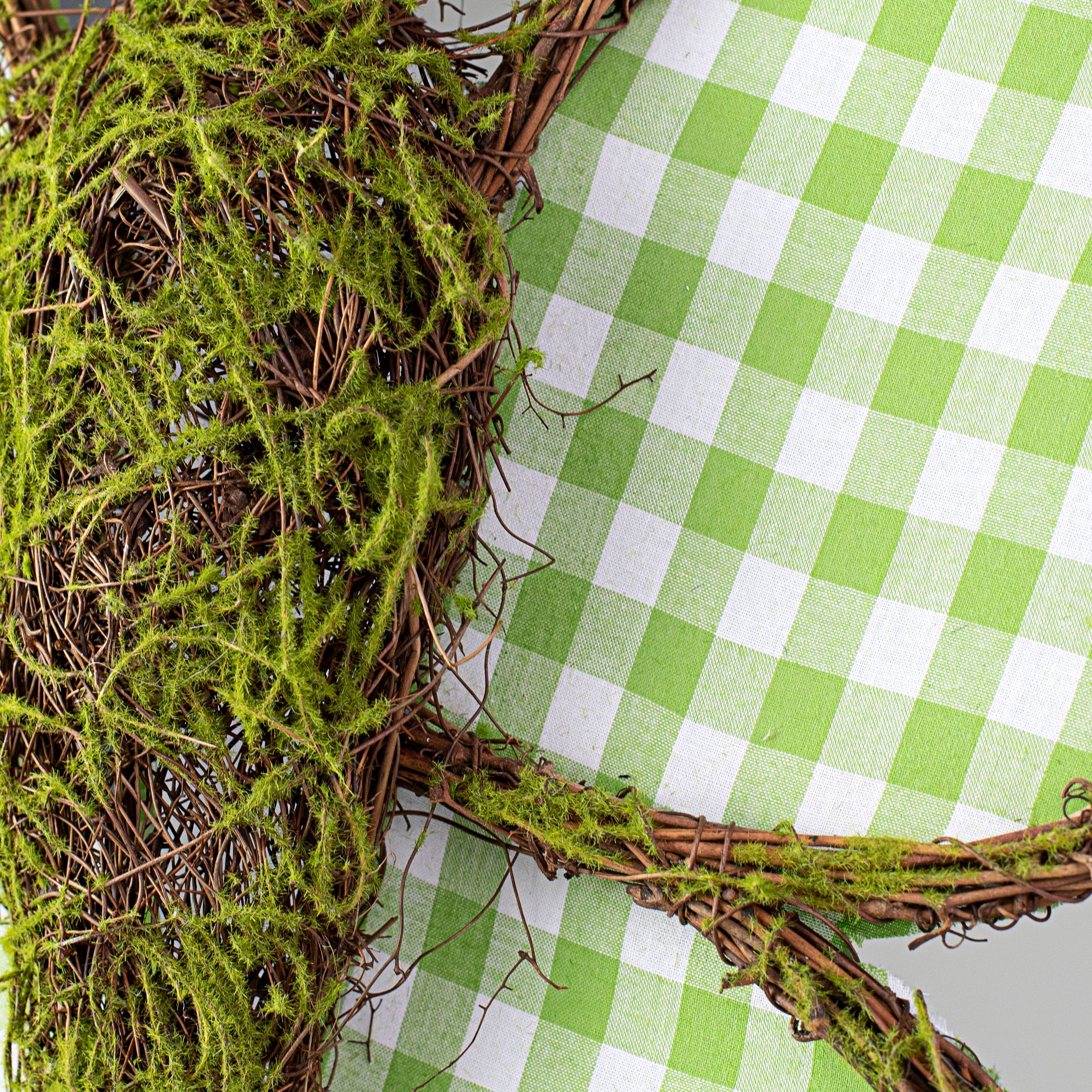 21" Twig Butterfly Door Hanger: Green & White Check detail photo 3