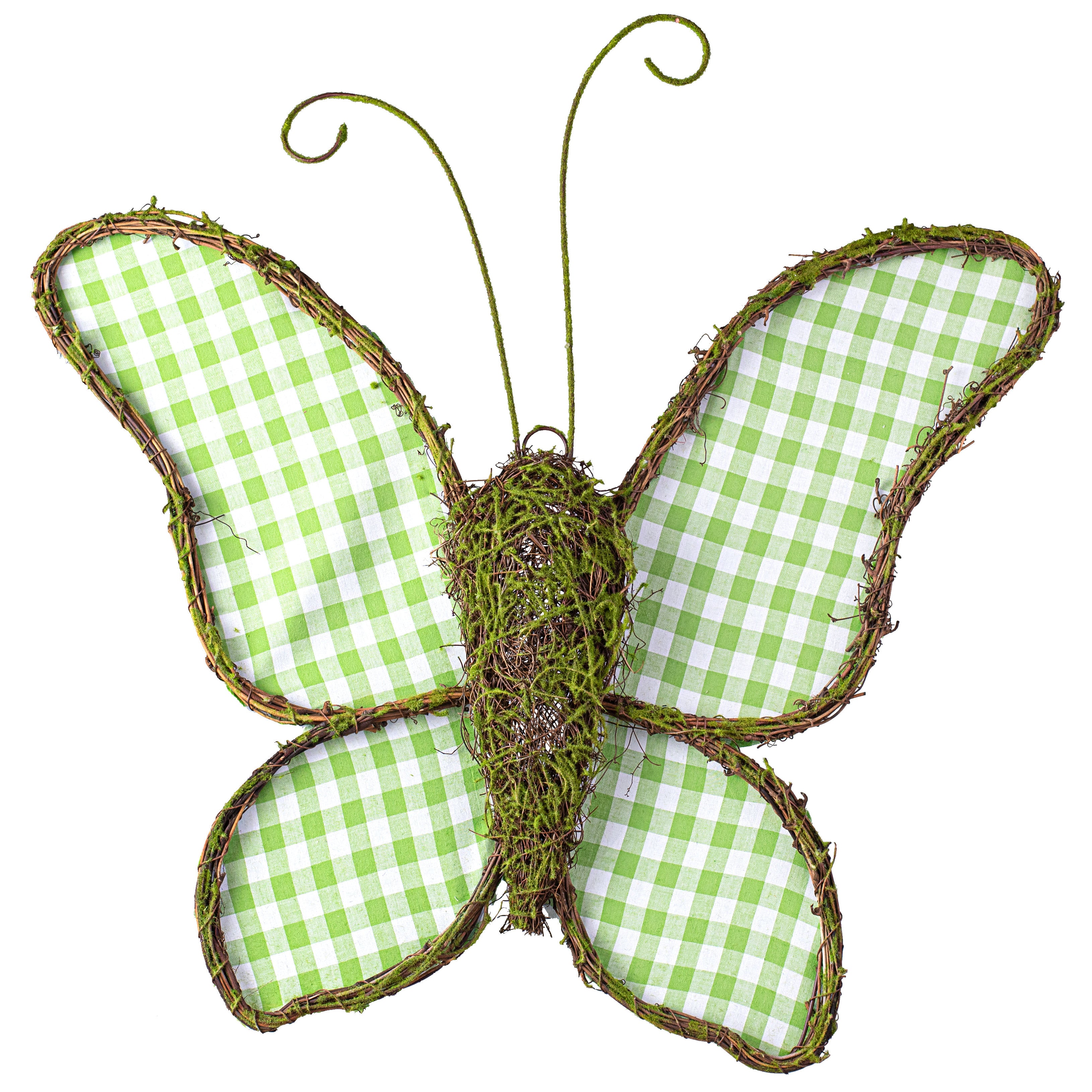 21" Twig Butterfly Door Hanger: Green & White Check Item Number: 62484GN
