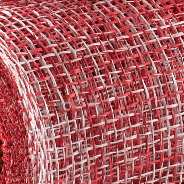 10" Two-Tone Poly Burlap Mesh: Red & White Lifestyle Photo