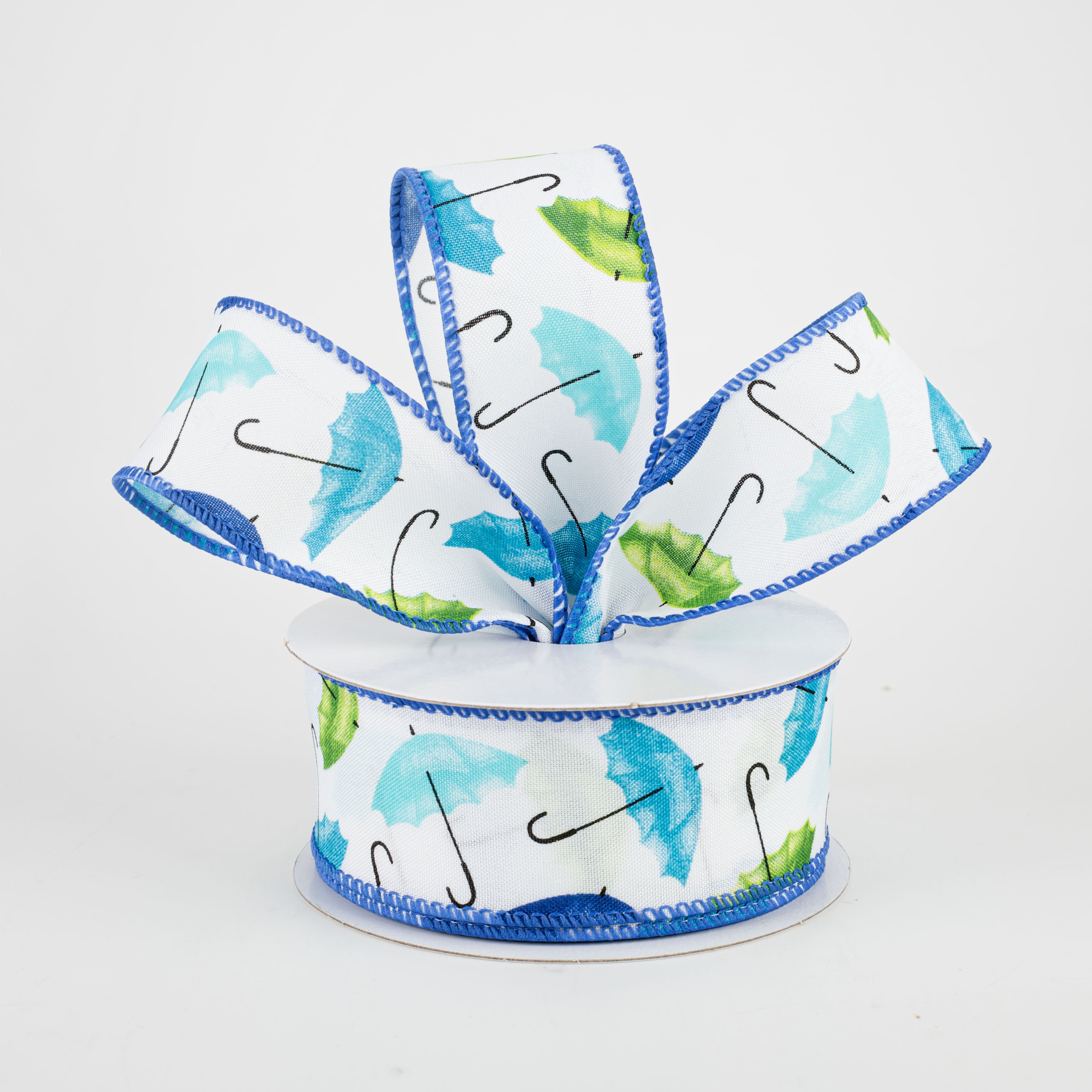1.5" Umbrella Ribbon: Blue & Green (10 Yards) Lifestyle Photo