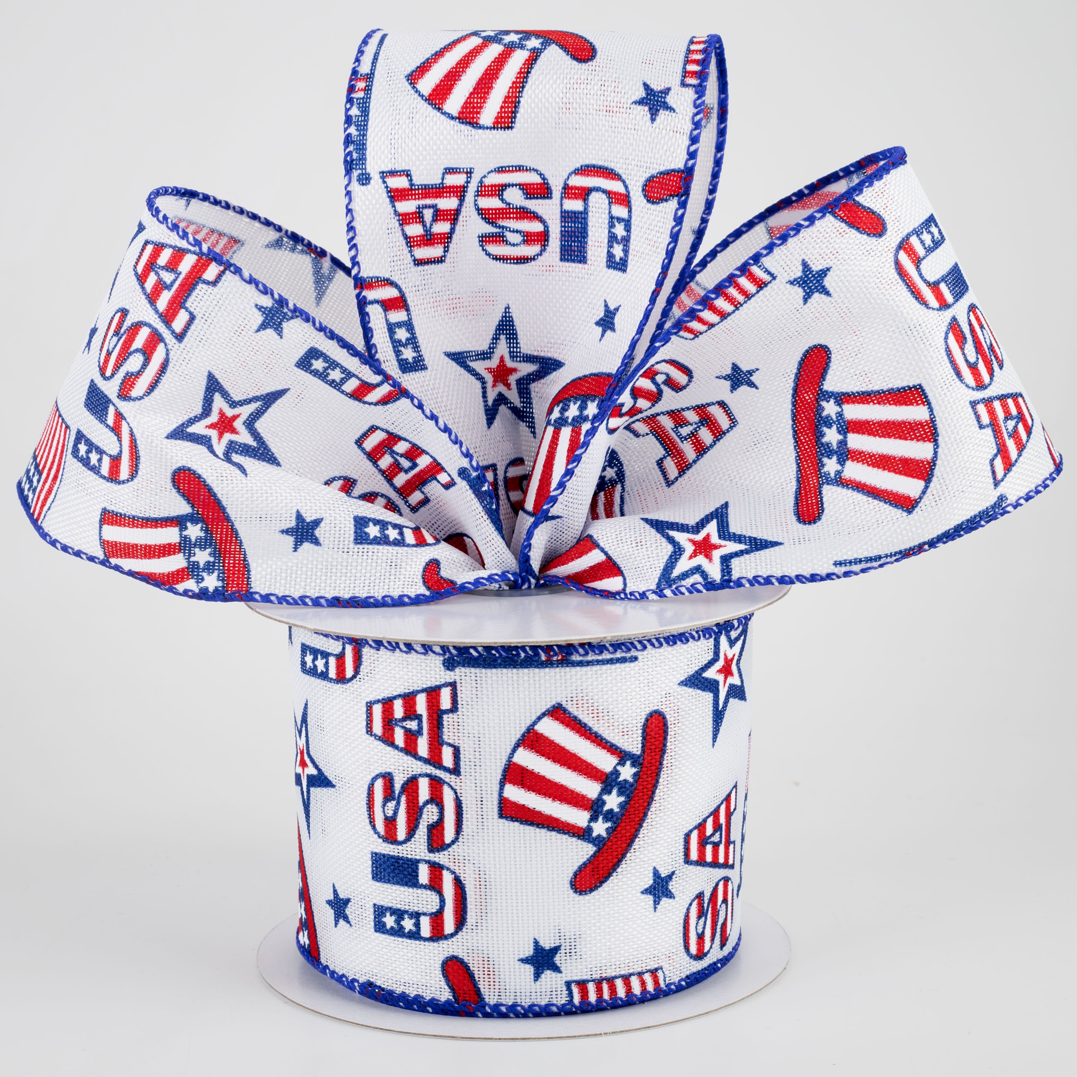 2.5" USA Outline Flag & Hat Ribbon (10 Yards) Lifestyle Photo