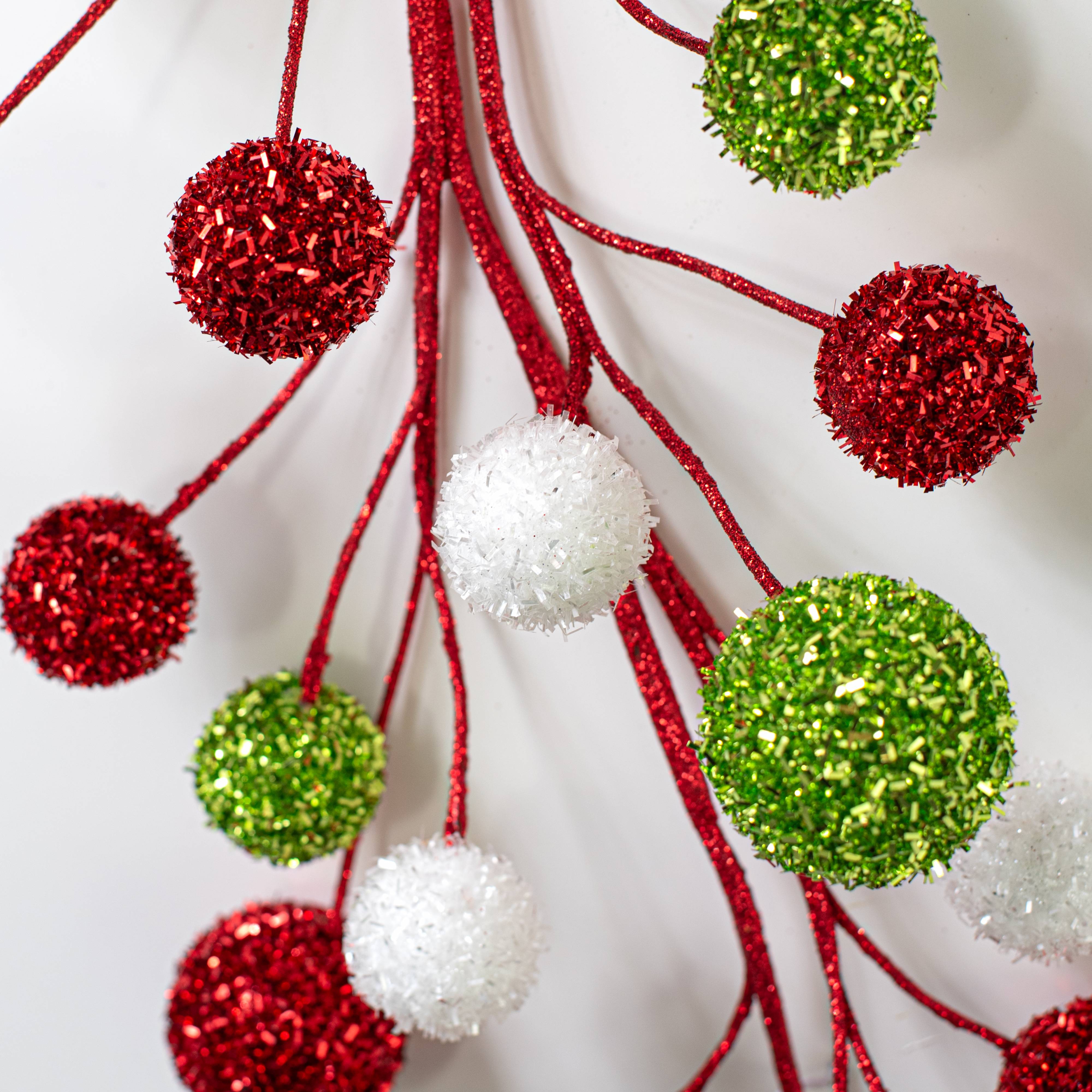 64" V-Cut Foil Ball Garland: Red, Lime & White detail photo 3