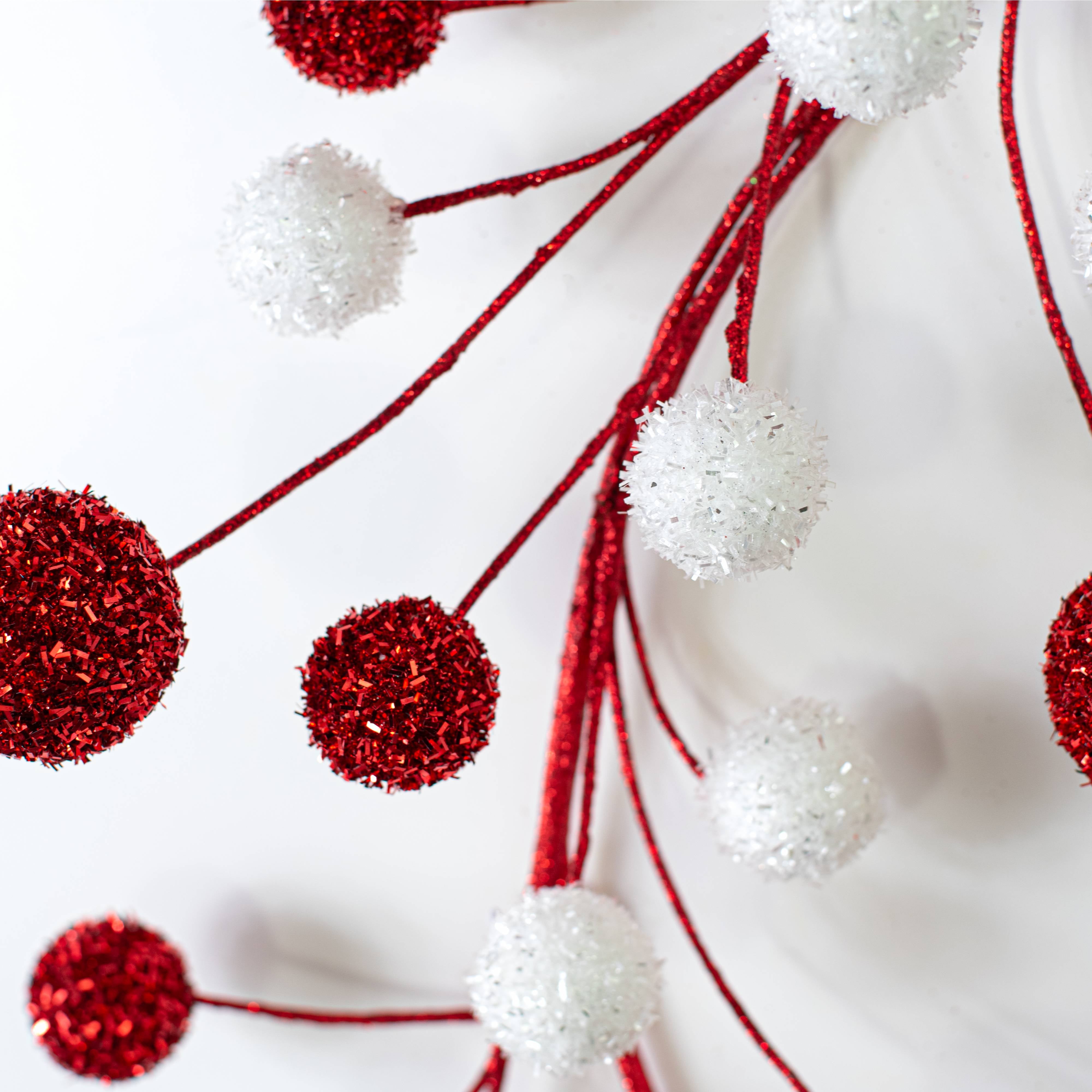 64" V-Cut Foil Ball Garland: Red & White detail photo 3