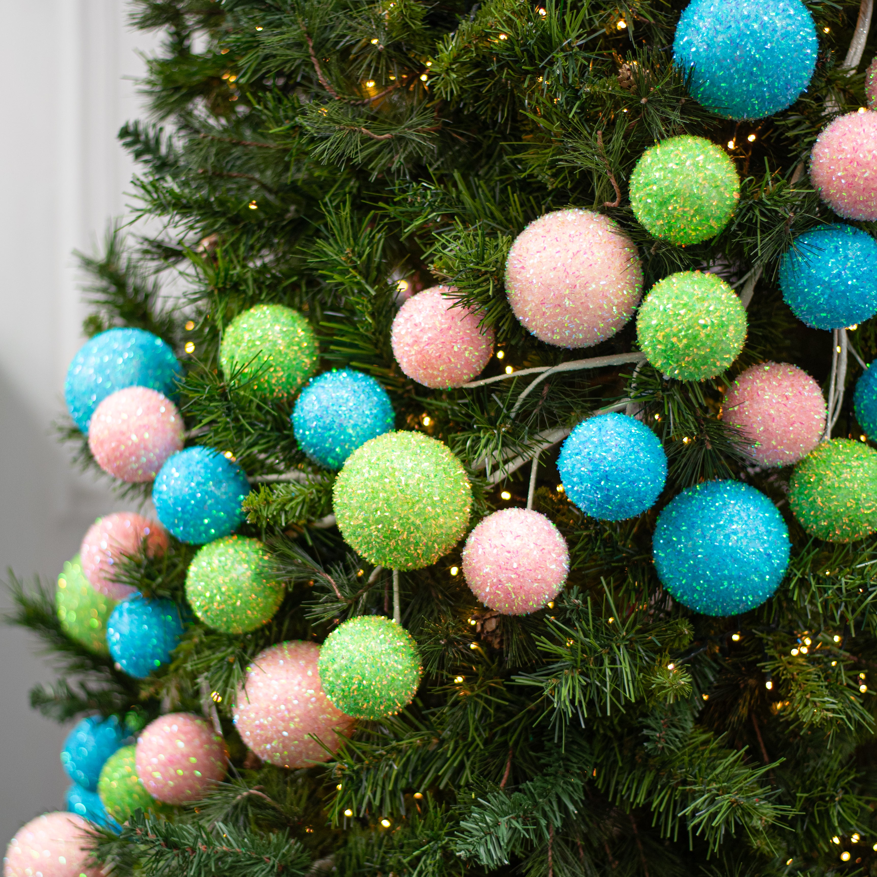 72" V-Cut Foil Jumbo Ball Garland: Bright Candy Pastels Lifestyle Photo
