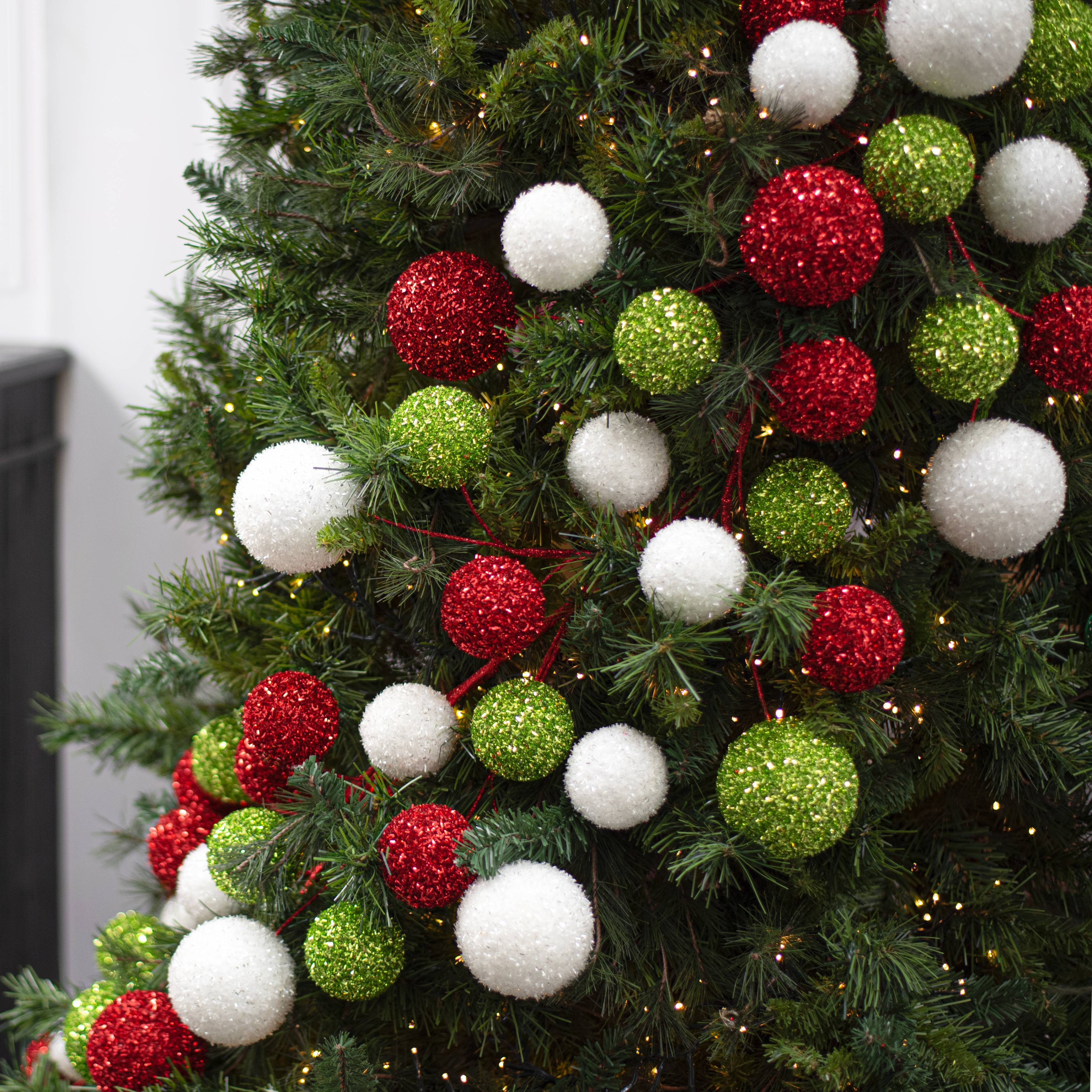 72" V-Cut Foil Jumbo Ball Garland: Red, White & Lime Lifestyle Photo