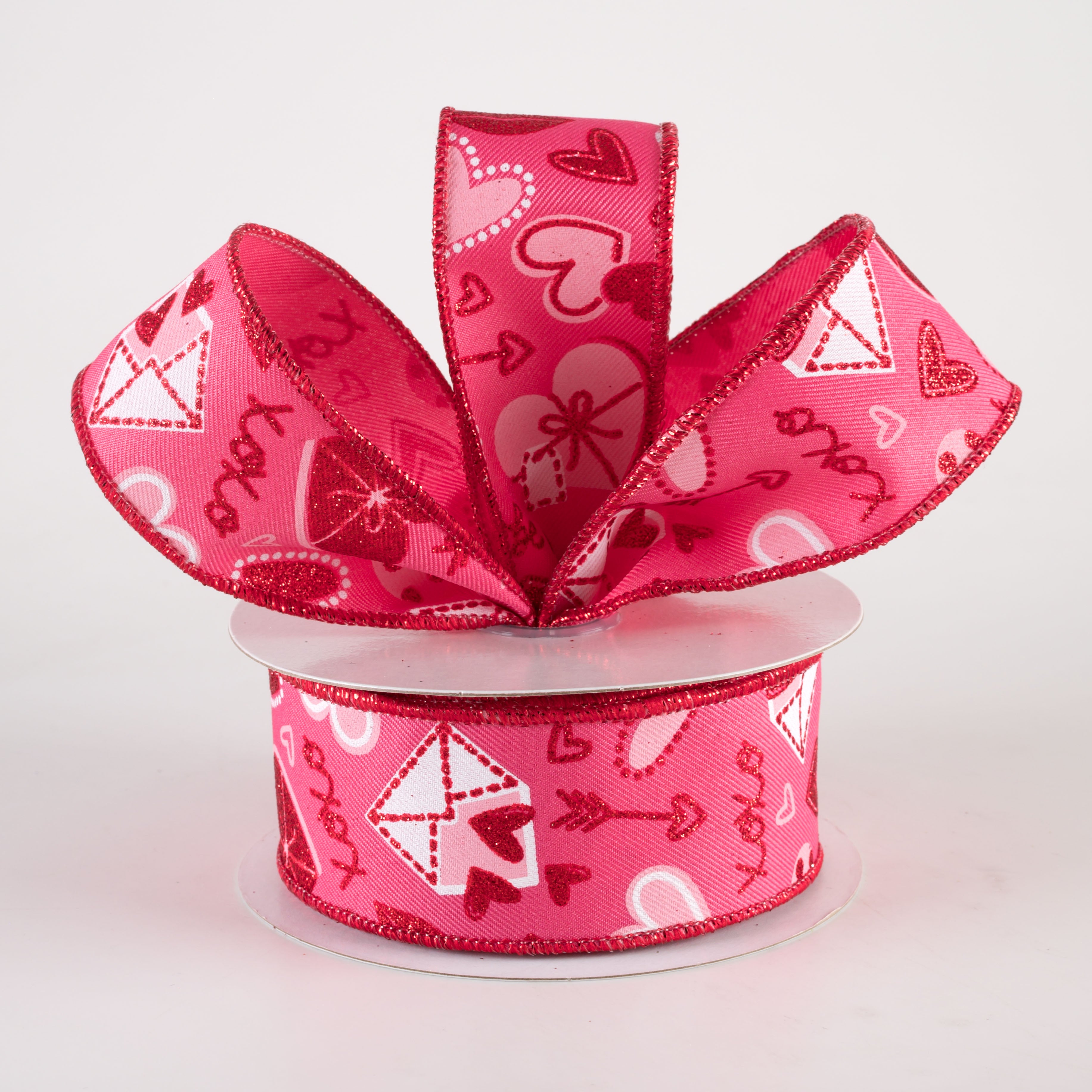 1.5" Valentine Graphics Ribbon: Hot Pink, Pink, Red (10 Yards) Lifestyle Photo