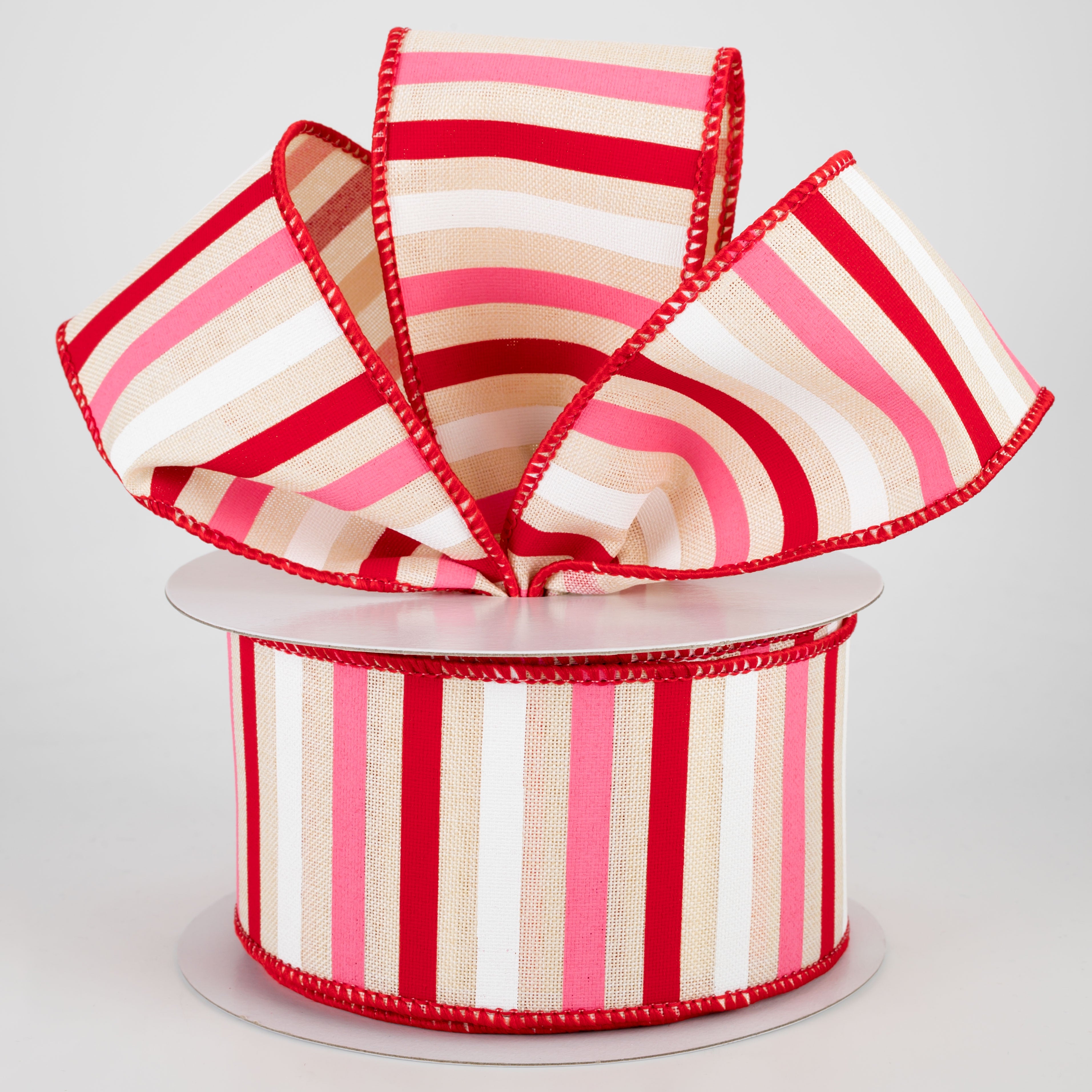 2.5" Valentine Horizontal Stripe Ribbon: Cream (10 Yards) Lifestyle Photo