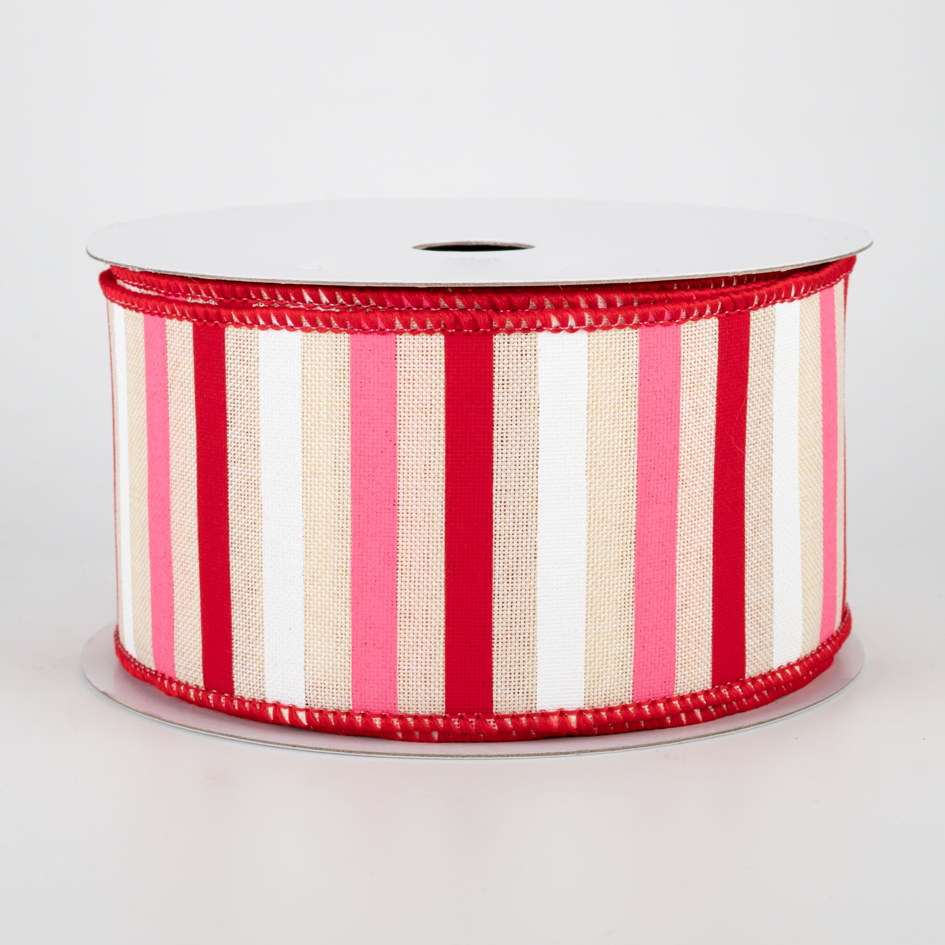 2.5" Valentine Horizontal Stripe Ribbon: Cream (10 Yards)