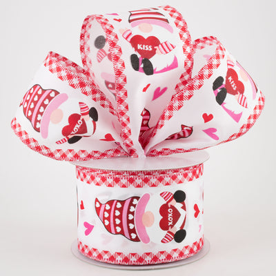 2.5" Valentine's Day Gnomes Red Gingham Edge Ribbon (10 Yards) Lifestyle Photo