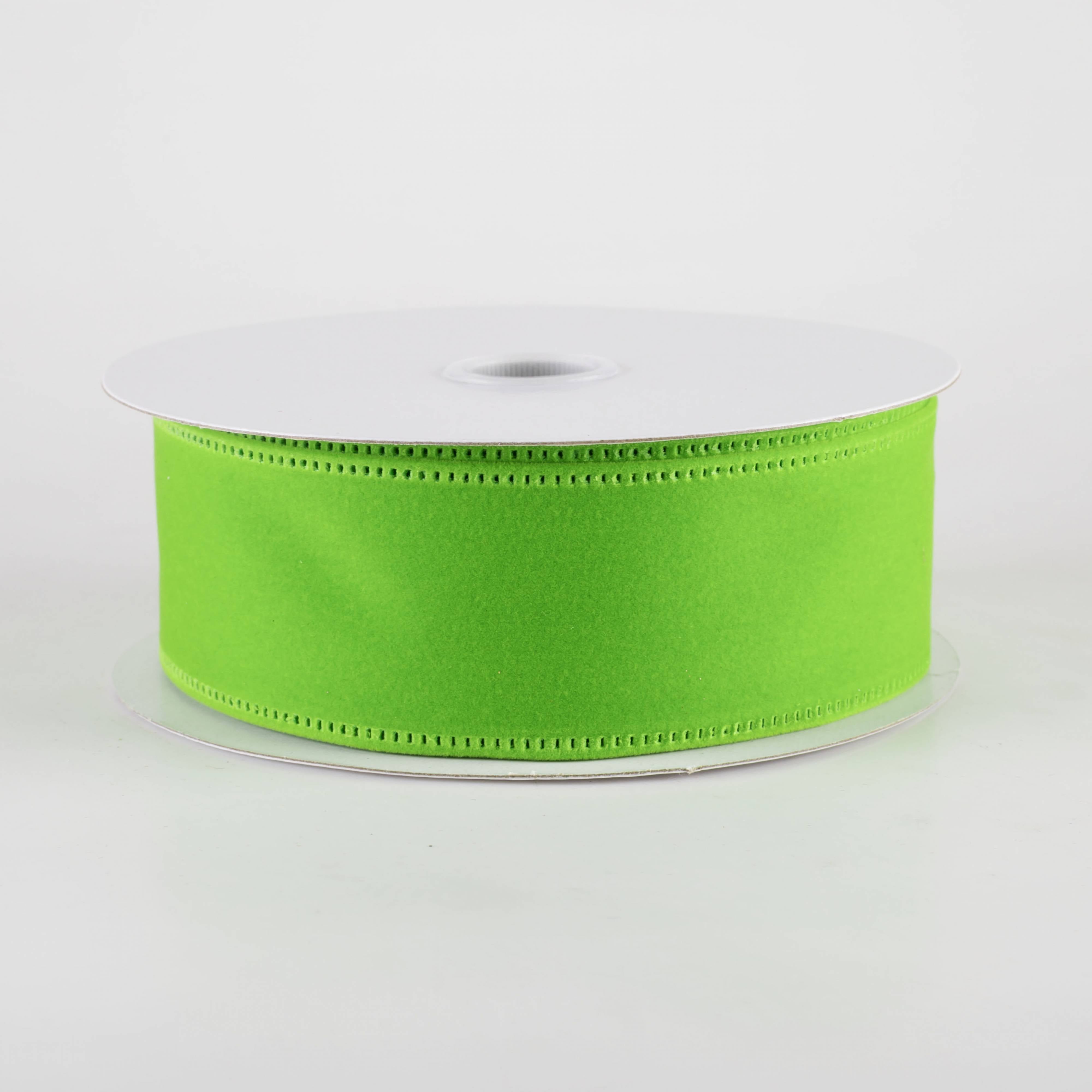 1.5" Value Velvet Ribbon: Lime Green (10 Yards) Item Number: 131809-09