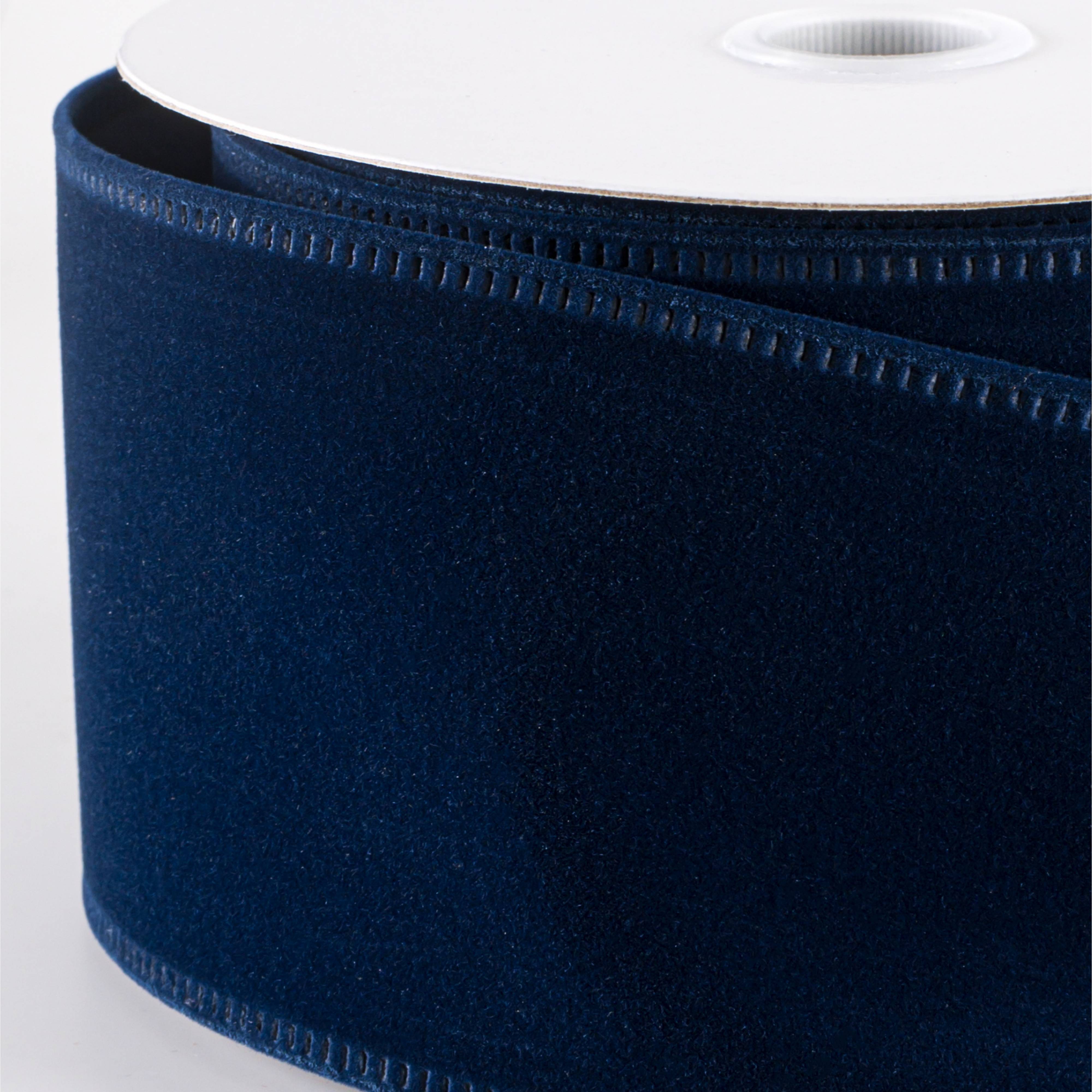 2.5" Value Velvet Ribbon: Navy Blue (10 Yards) detail photo 3