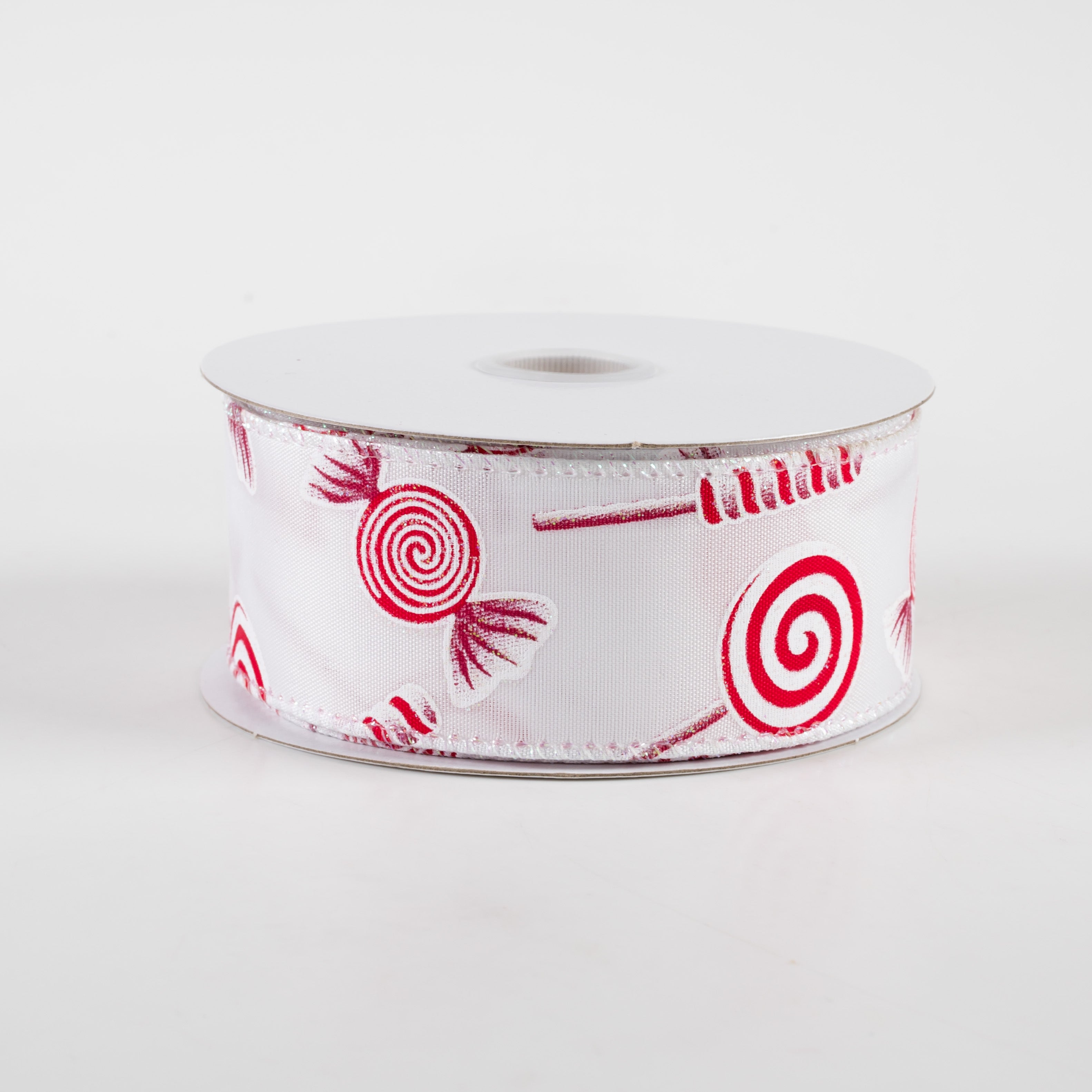 1.5" Various Christmas Candy Satin Ribbon: White (10 Yards) Item Number: 71298-09-01