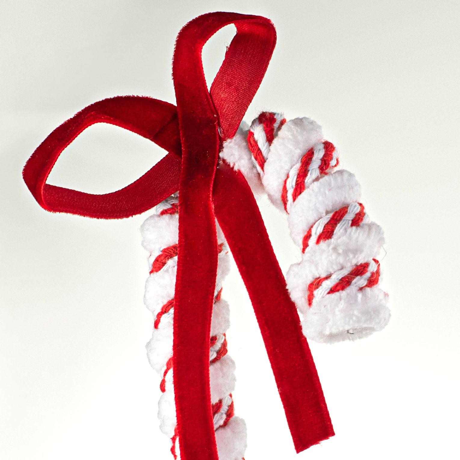 26" Velvet Bow & Candy Cane Spray Lifestyle Photo