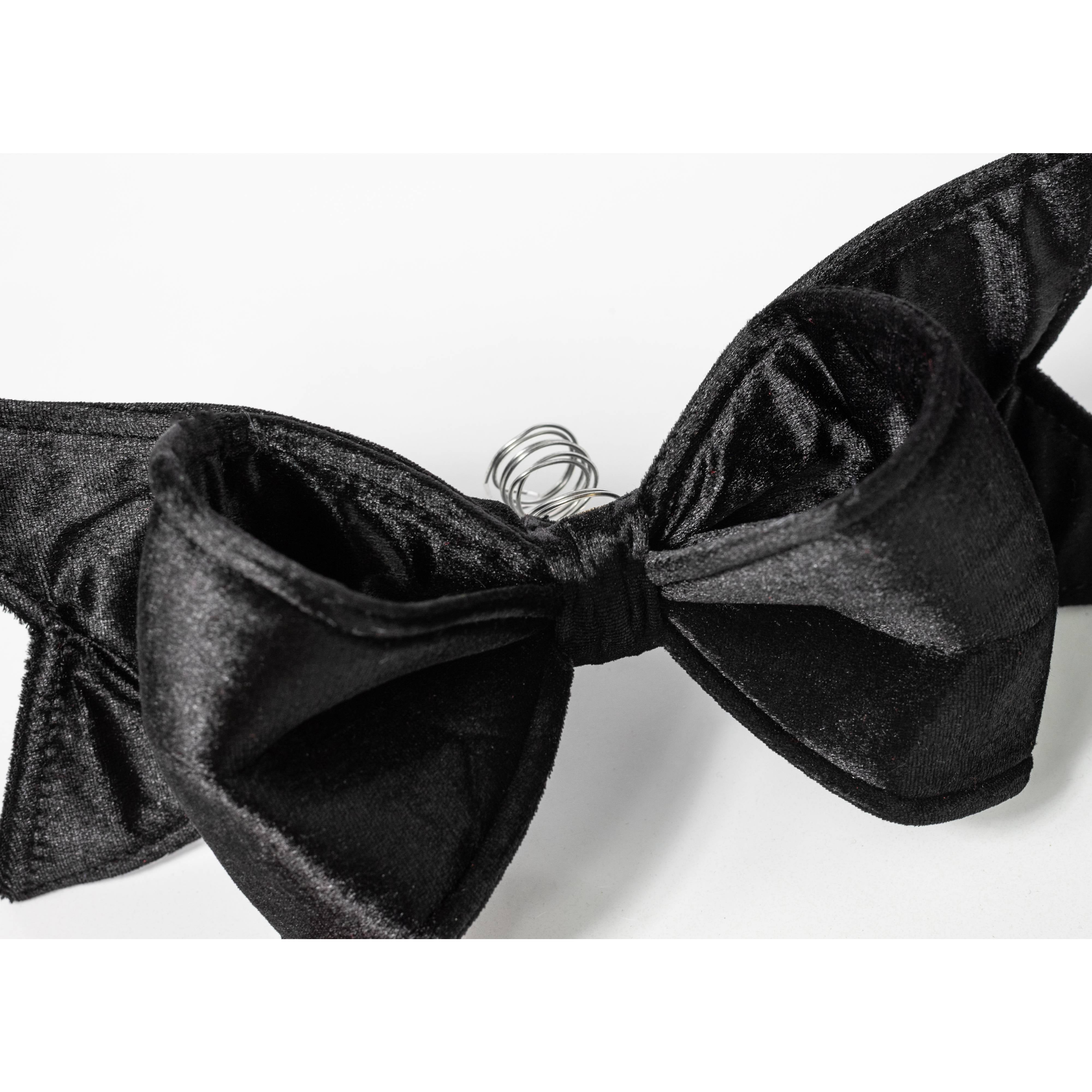 12" Velvet Bow Ornament: Black detail photo 4