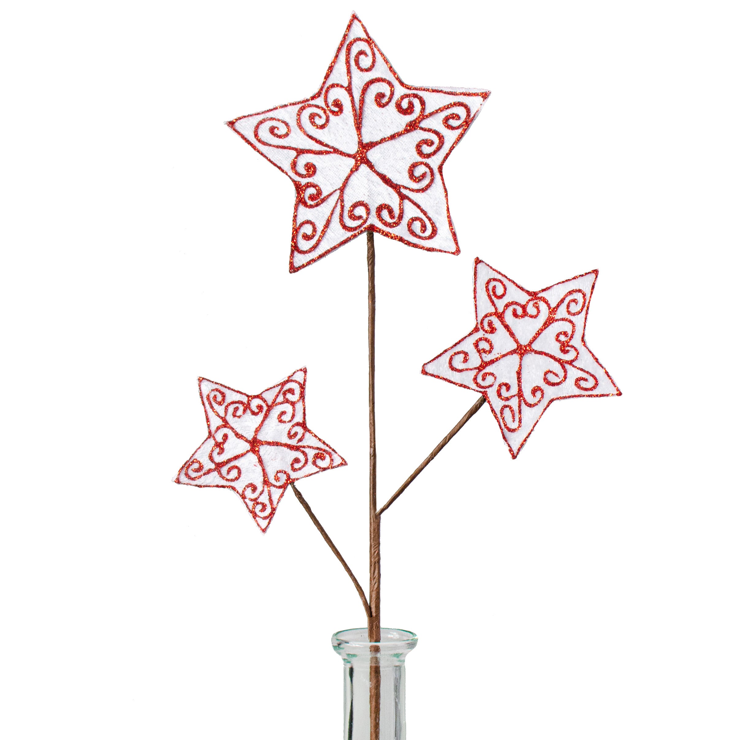 21" Velvet Glitter Star Pick: White & Red Item Number: 125705