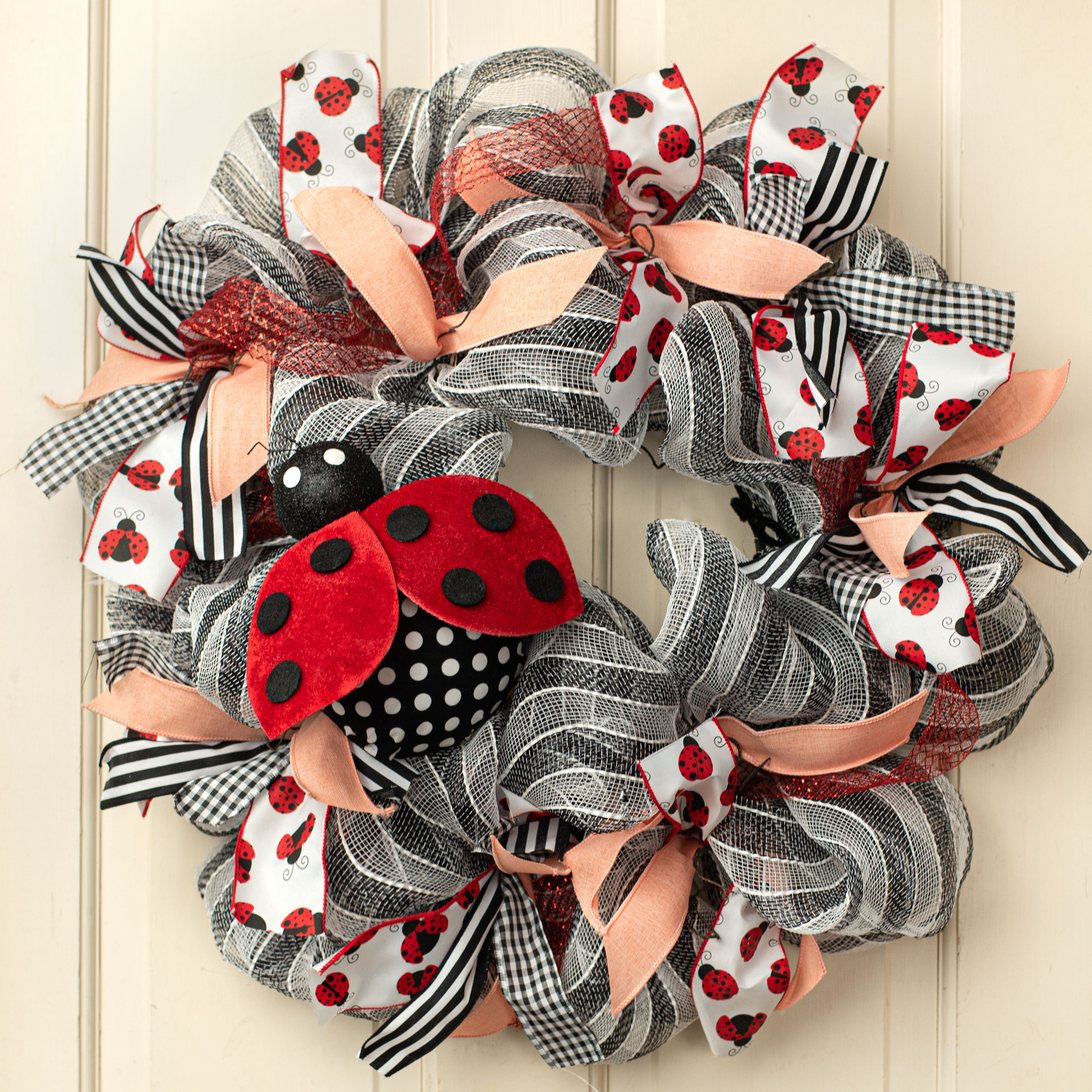 7" Velvet Ladybug Ornament Lifestyle Photo