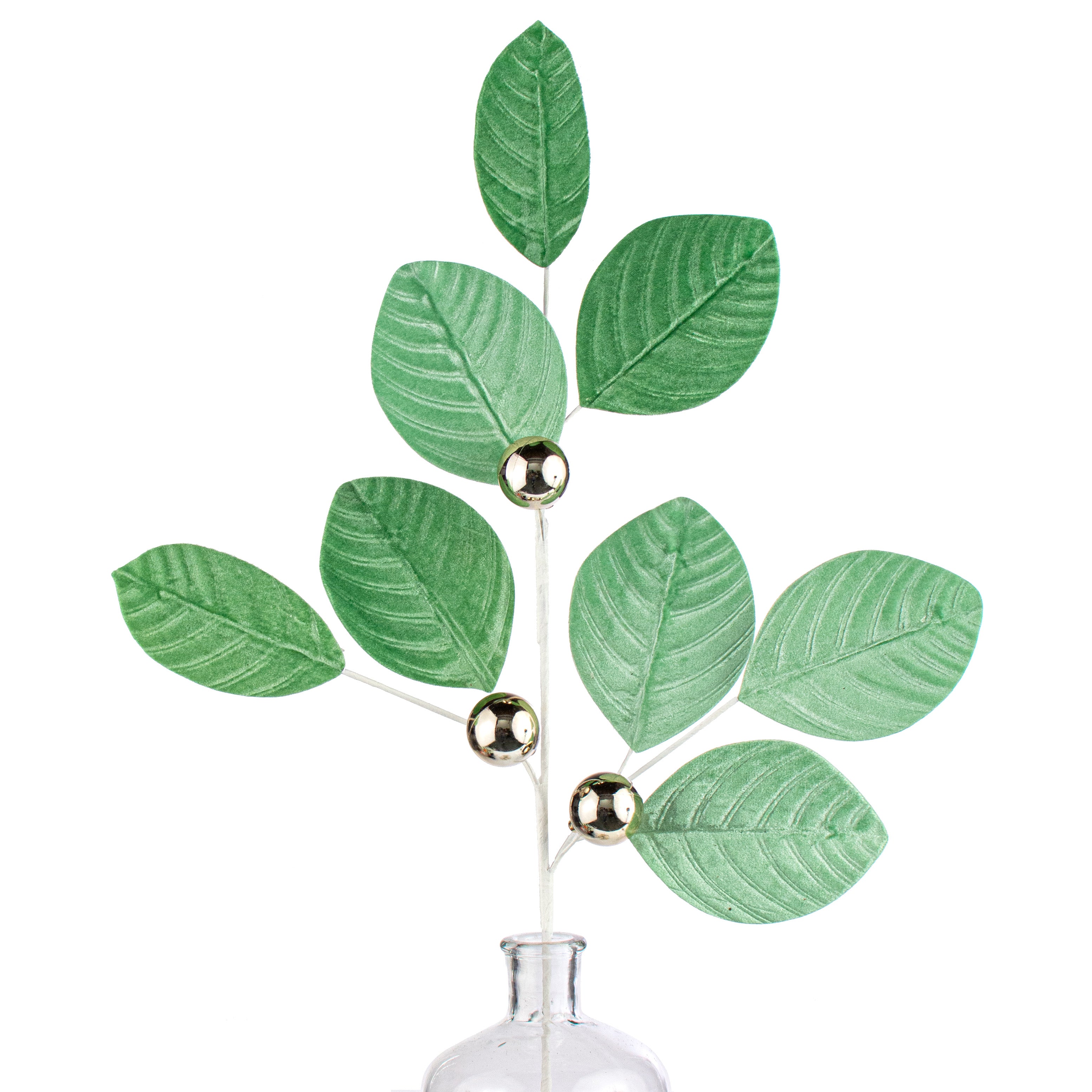 31" Velvet Leaf Spray: Frozen Green Item Number: 187200
