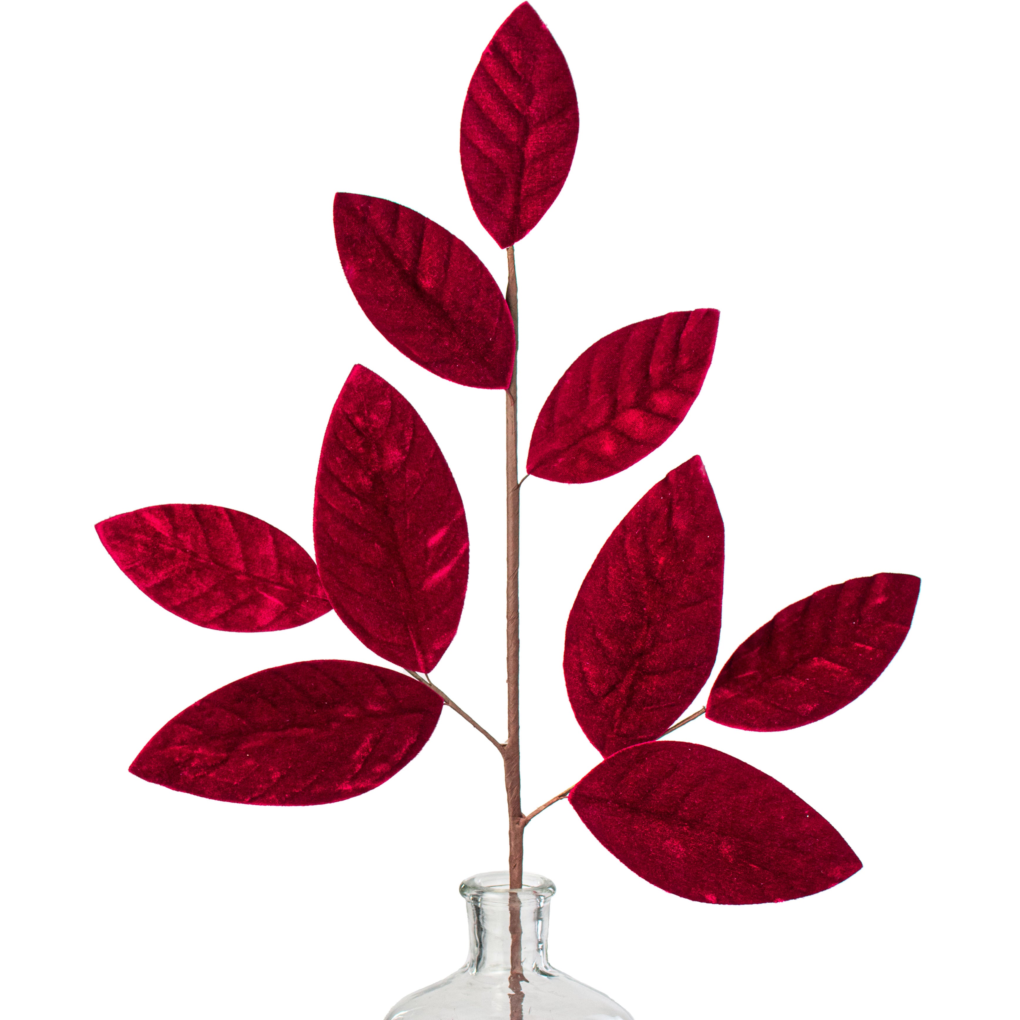 24" Velvet Magnolia Leaf Spray: Red Item Number: XX781124