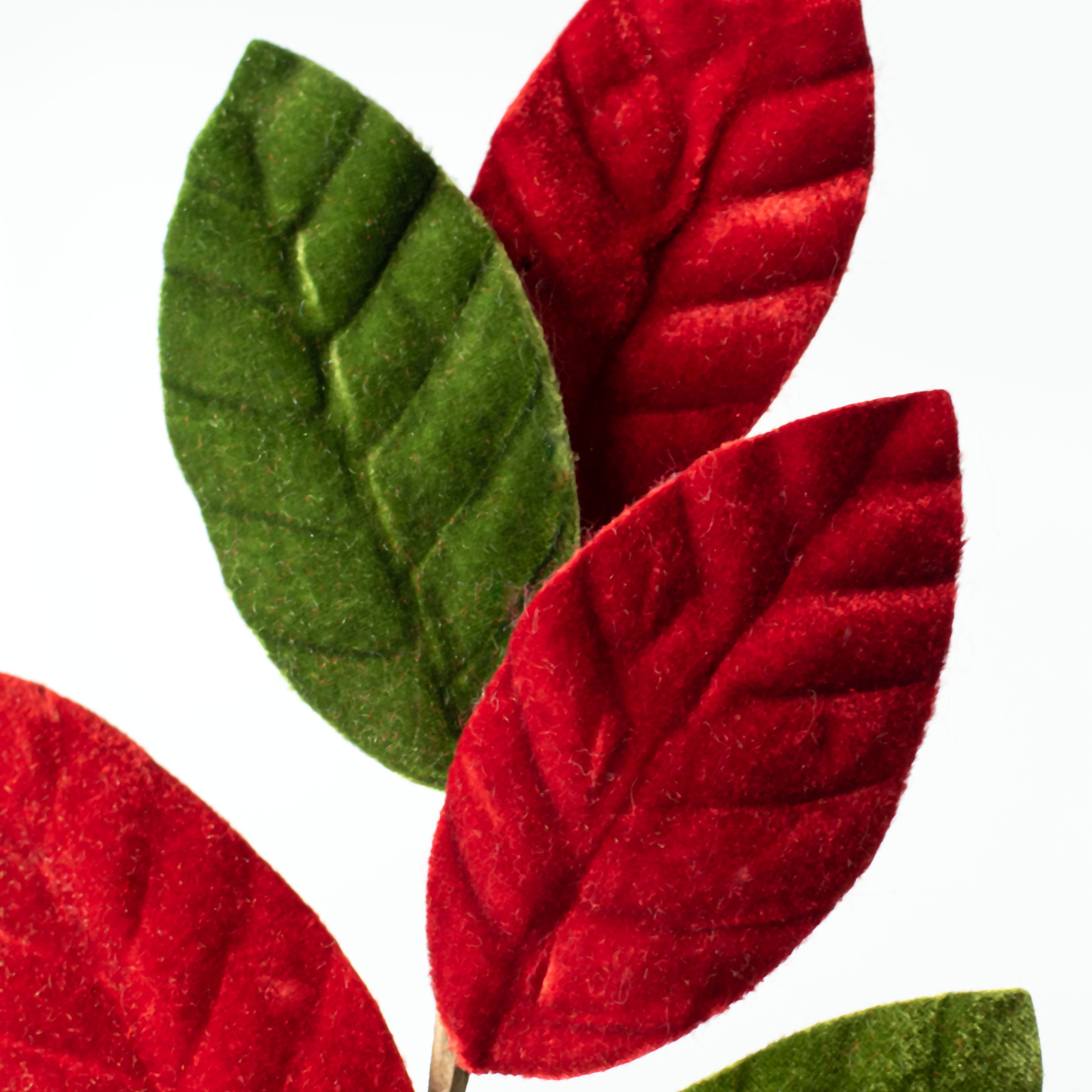 25" Velvet Magnolia Leaves Spray: Red & Olive Lifestyle Photo