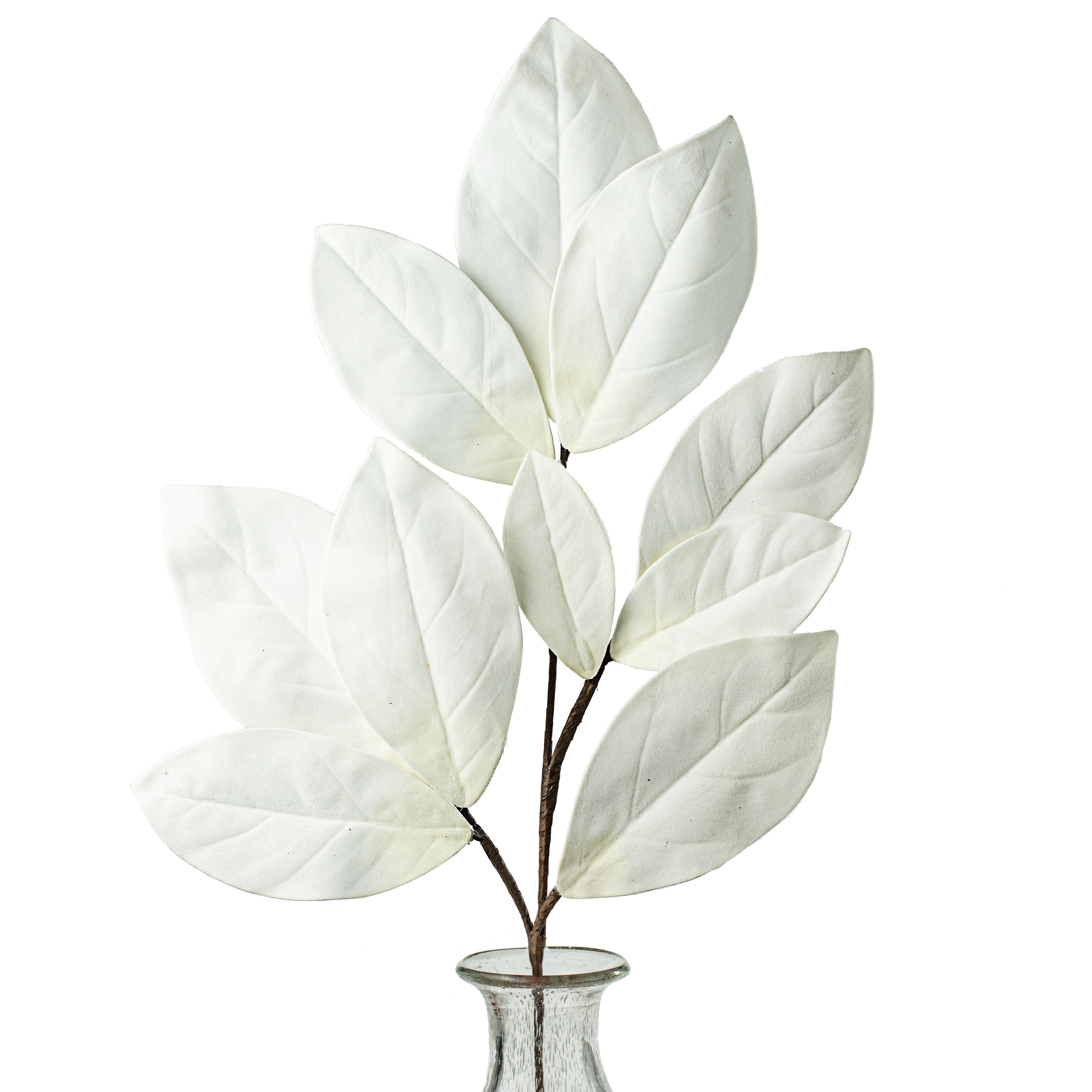 32" Velvet Magnolia Leaves Stem: White Item Number: 282786