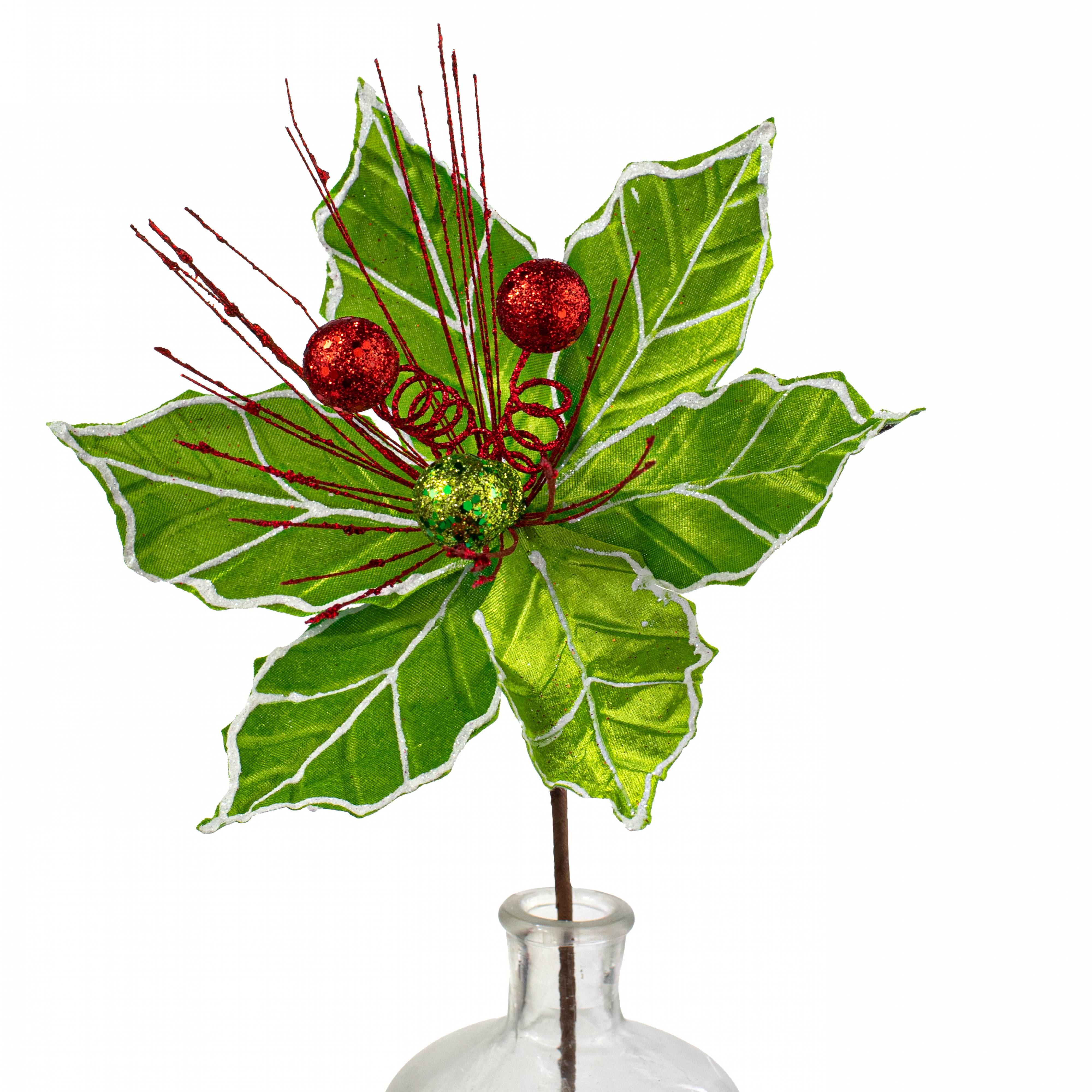 25" Velvet Poinsettia Stem: Lime Green Item Number: 187422