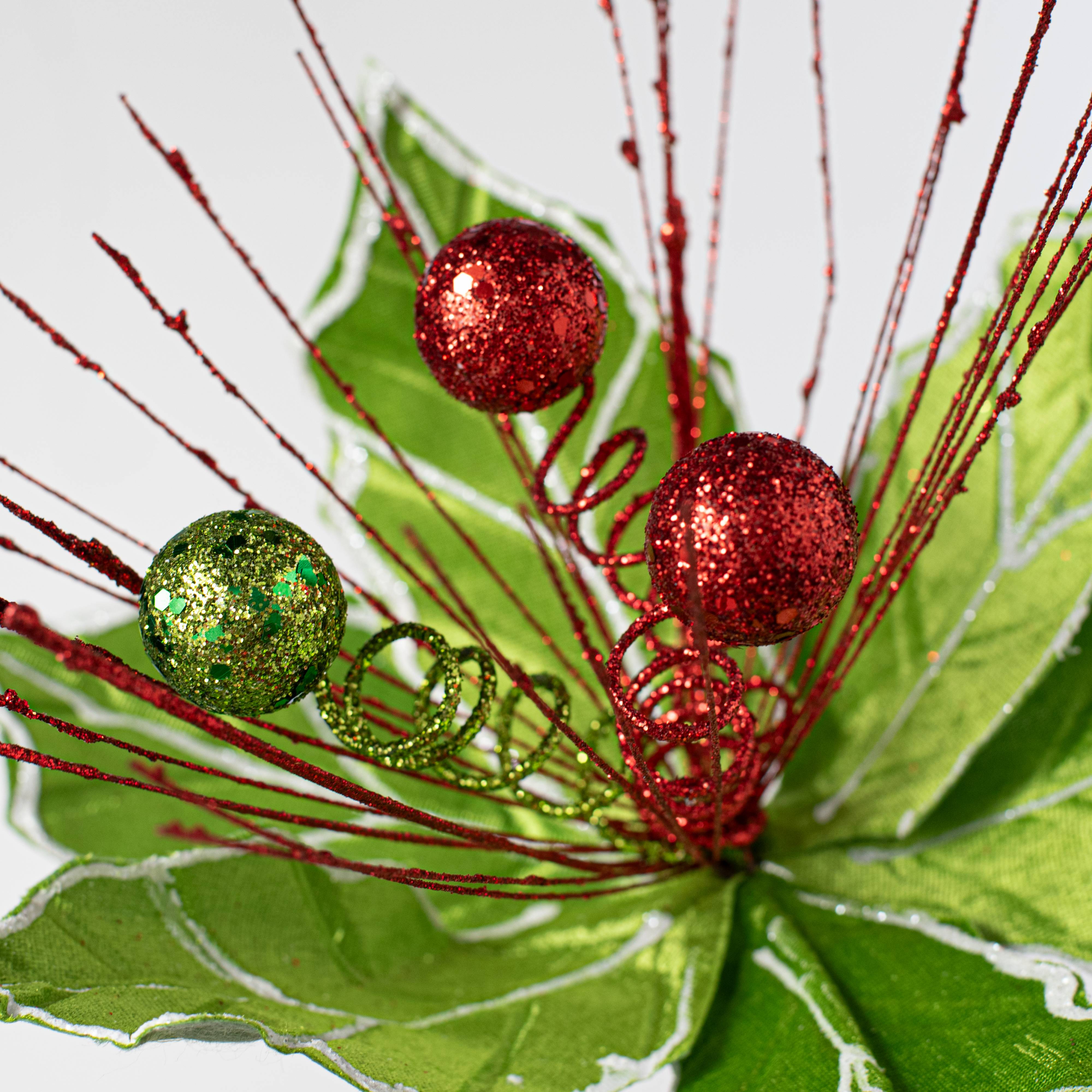 25" Velvet Poinsettia Stem: Lime Green Lifestyle Photo