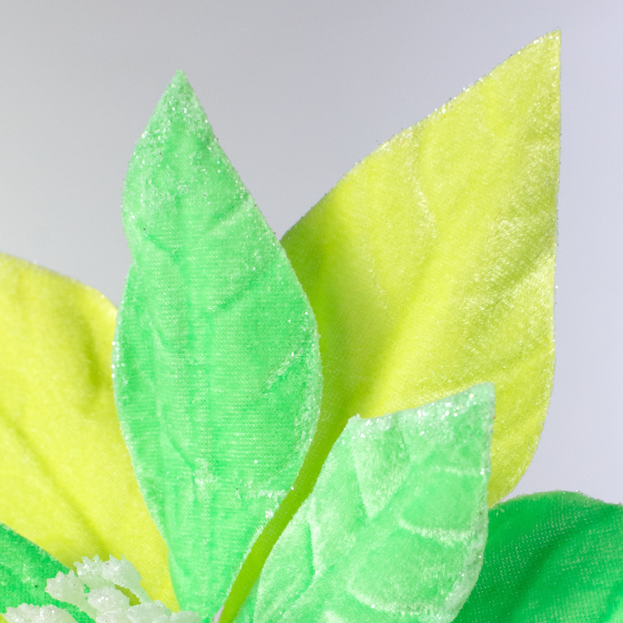 11" x 25" Velvet Poinsettia Pick: Two Tone Bright Greens Lifestyle Photo