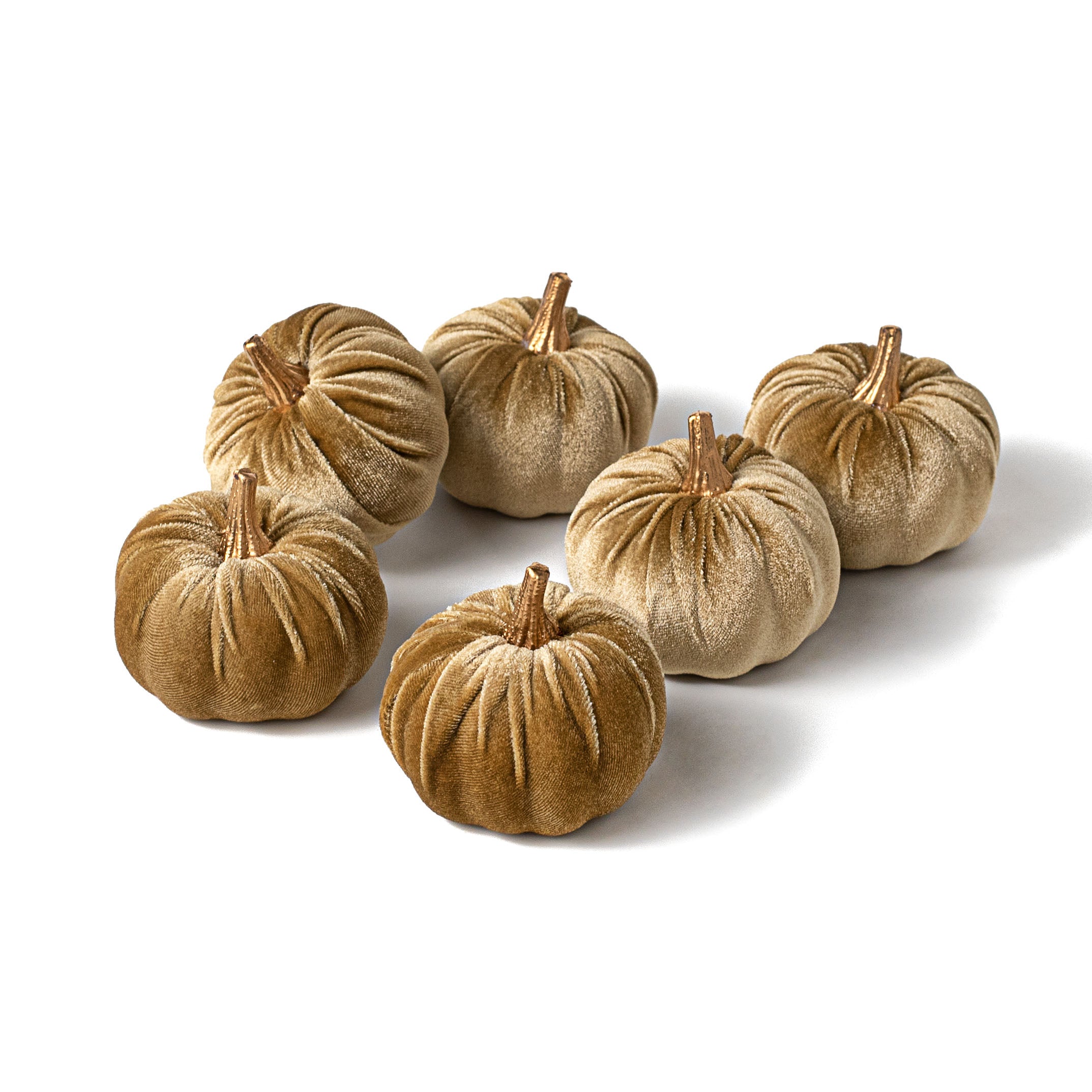 3" Velvet Pumpkins: Brown (Set of 6) Item Number: 56795BN