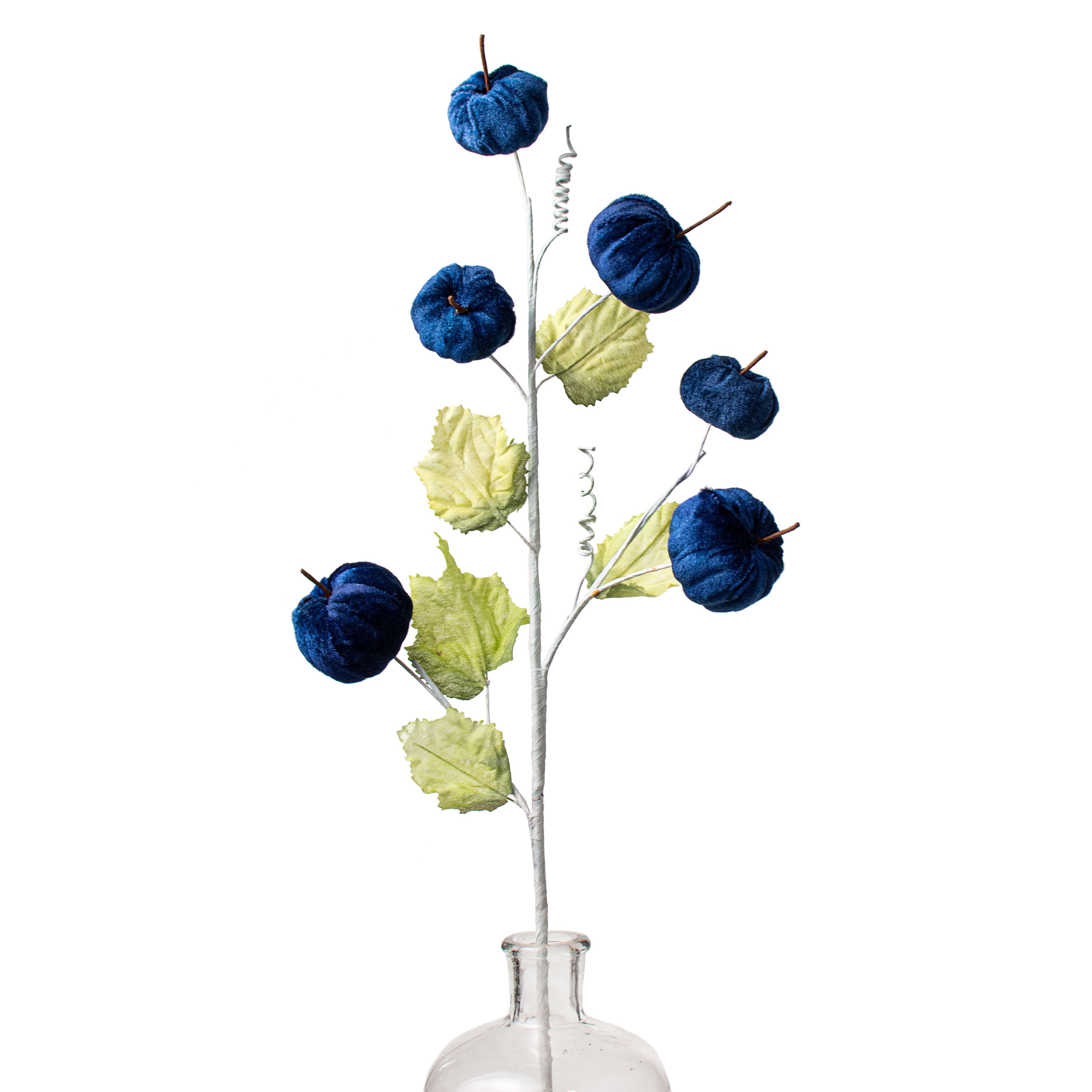 28" Velvet Pumpkins Spray: Dark Blue Item Number: 56493DKBL