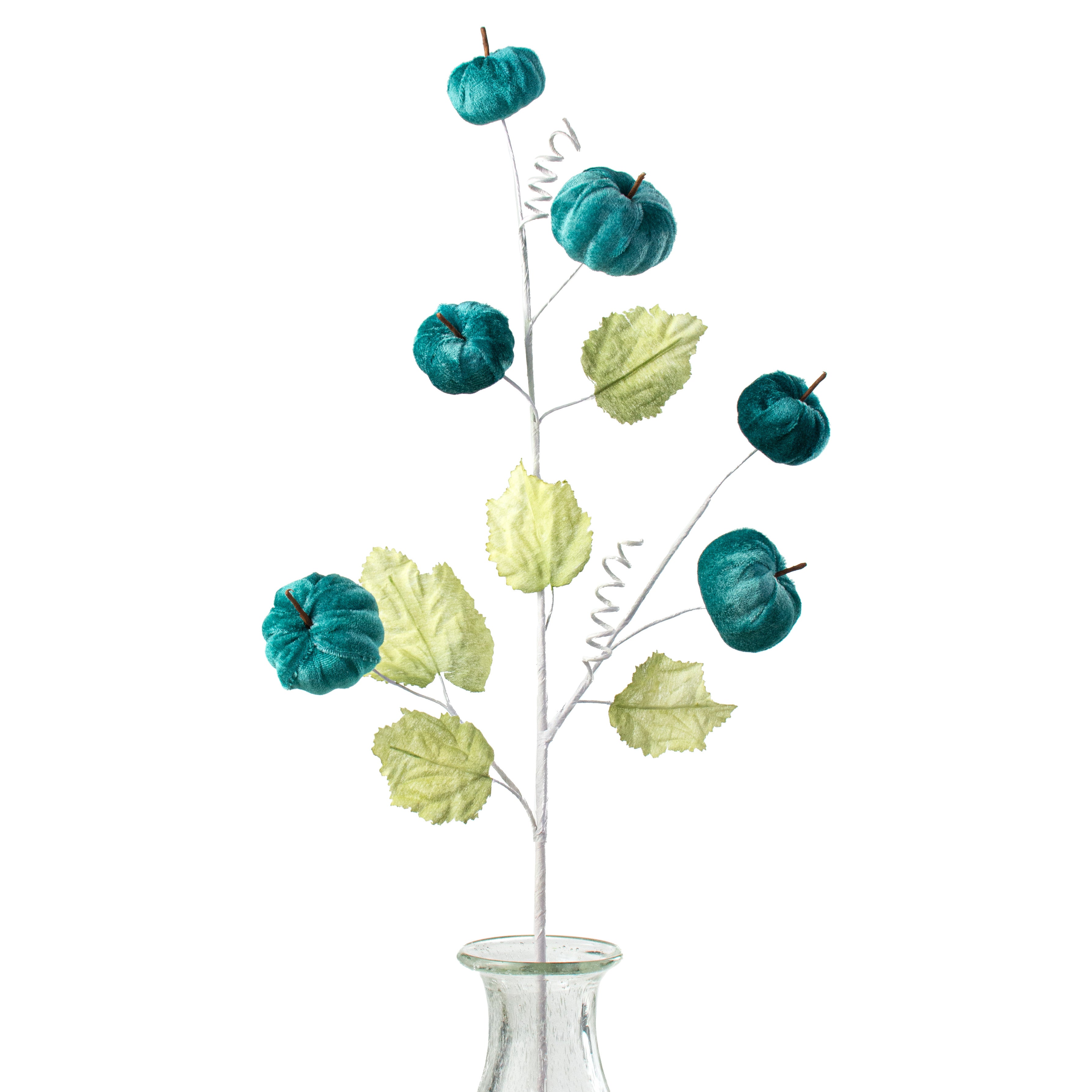 28" Velvet Pumpkins Spray: Teal Item Number: 56493TEAL