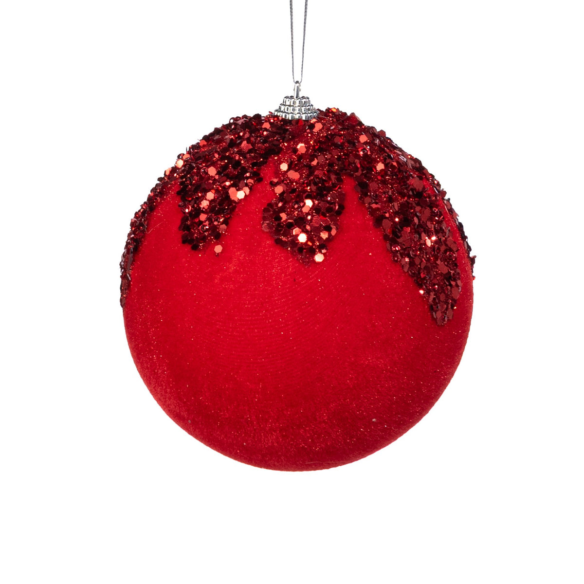 5" Velvet Sequin Drip Ball Ornament: Holiday Red Item Number: 86666RD