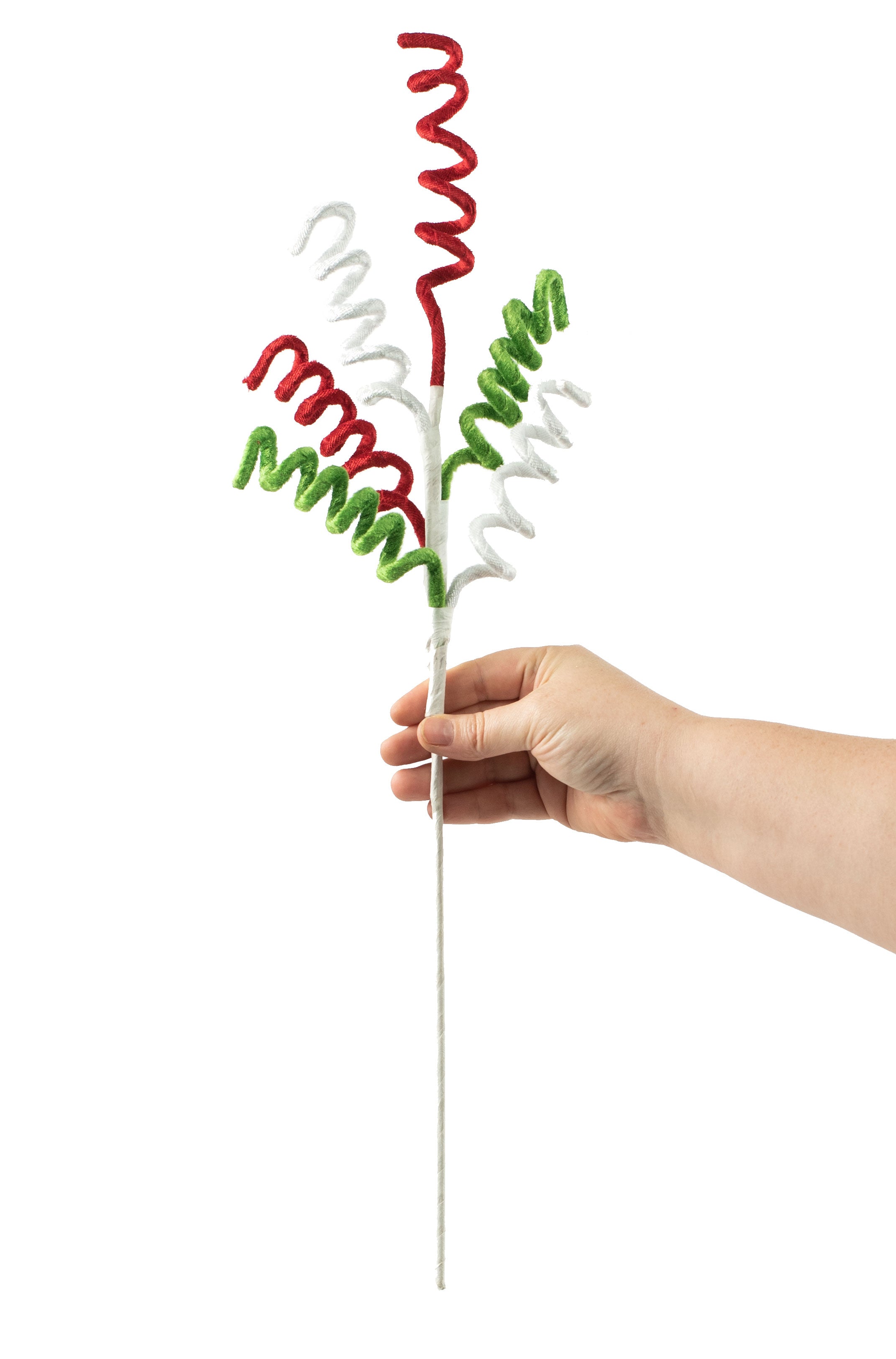 22" Velvet Spiral Spray: Red, Lime, White detail photo 3
