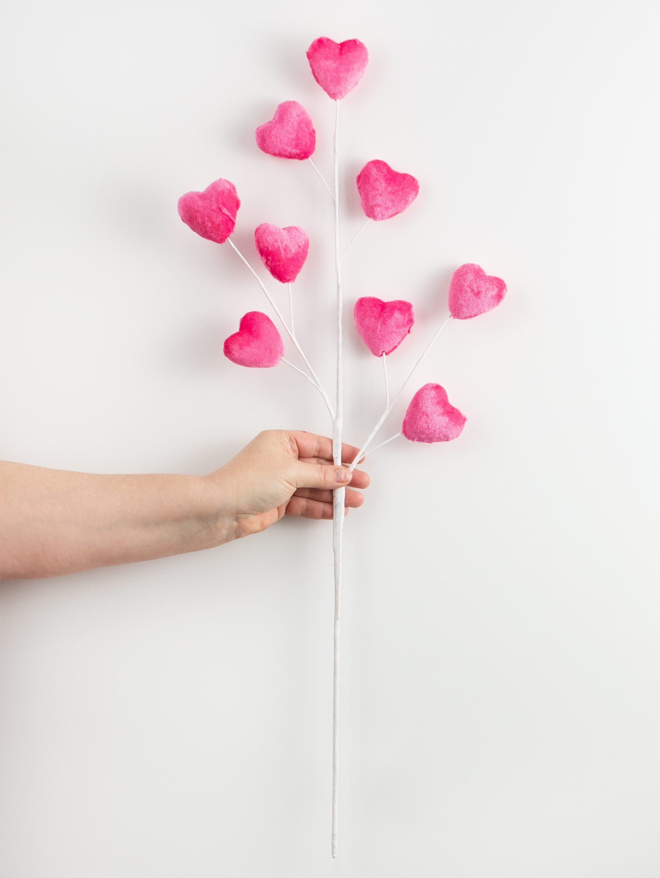 28" Velvet Valentine Heart Spray: Pink detail photo 3
