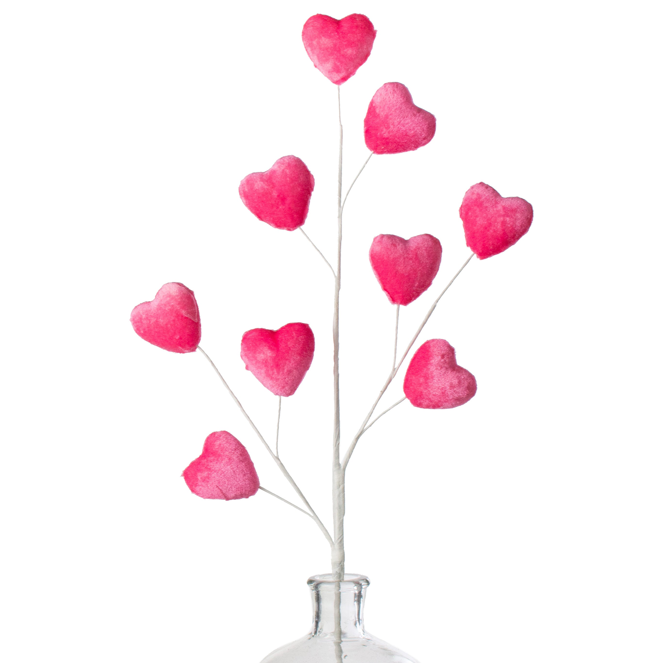 28" Velvet Valentine Heart Spray: Pink Item Number: 40030-PK