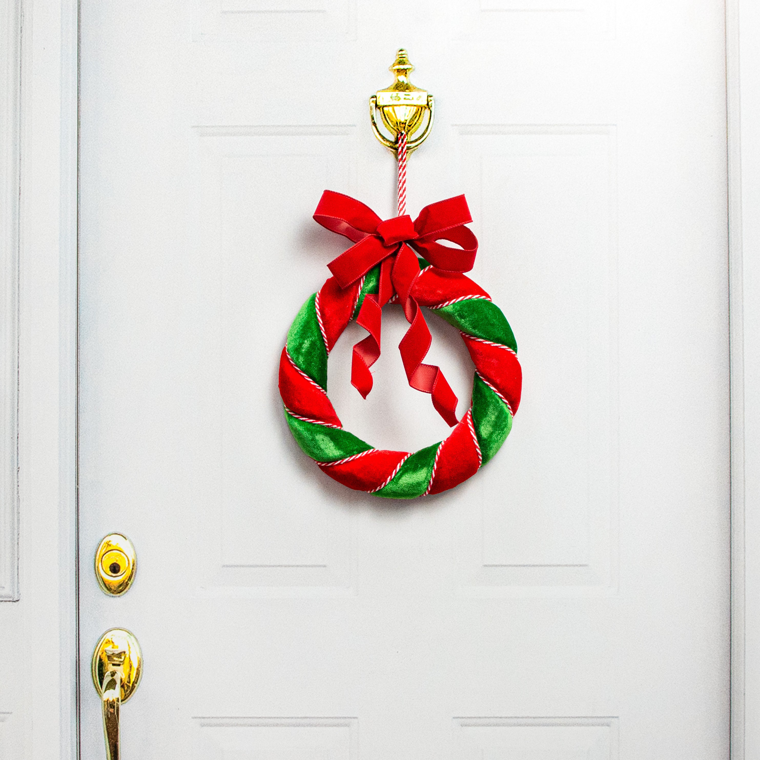 13" Velvet Wreath: Red & Emerald Lifestyle Photo