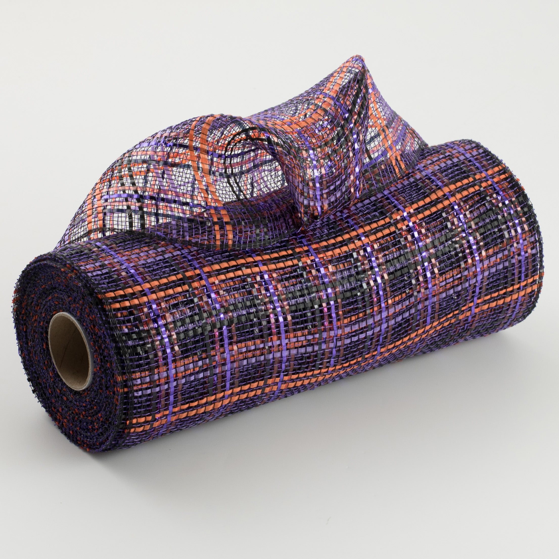 10" Vertical Foil Plaid Mesh: Black, Orange, Purple Item Number: RE1368F2