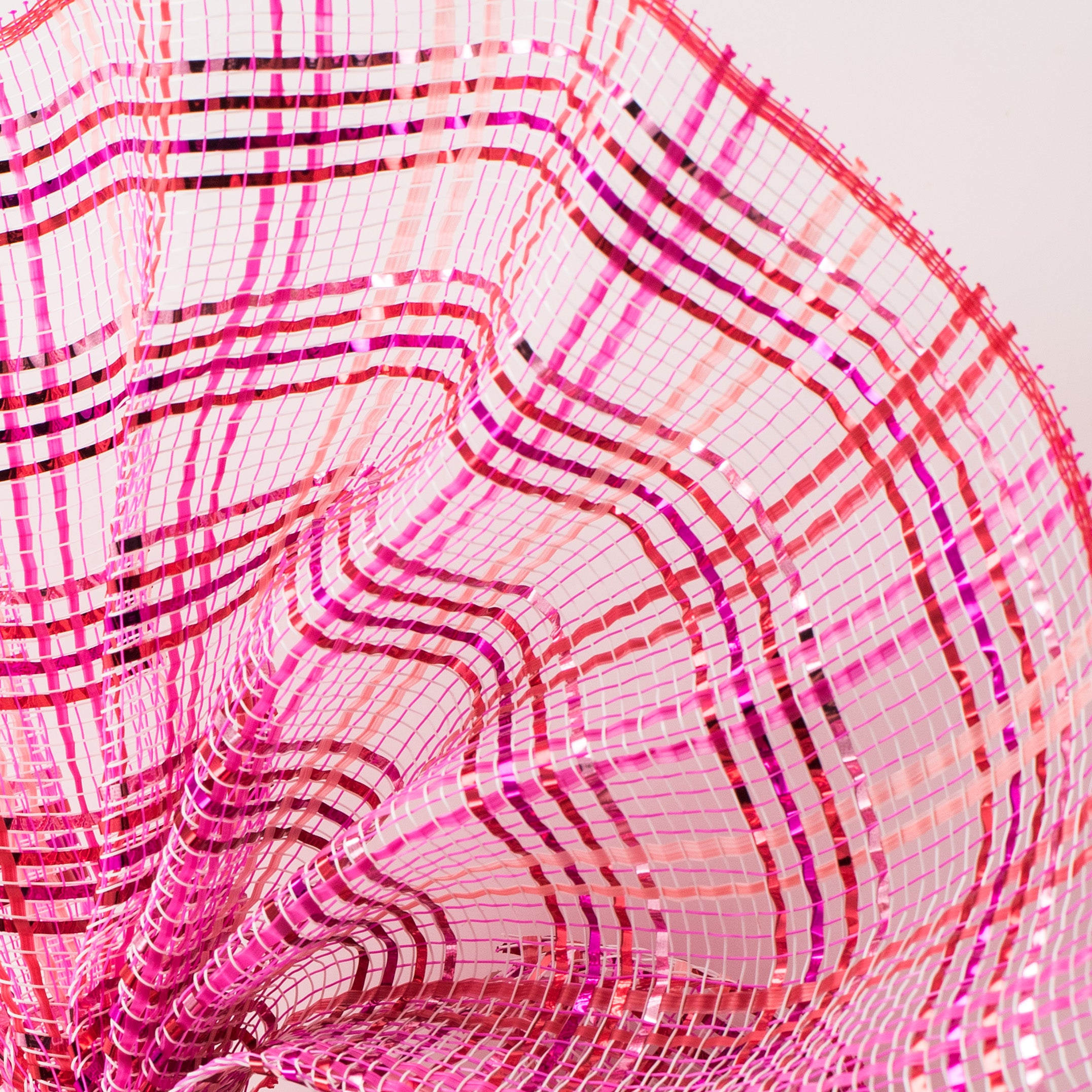 10" Vertical Foil Plaid Mesh: Hot Pink, Pink, Red Lifestyle Photo