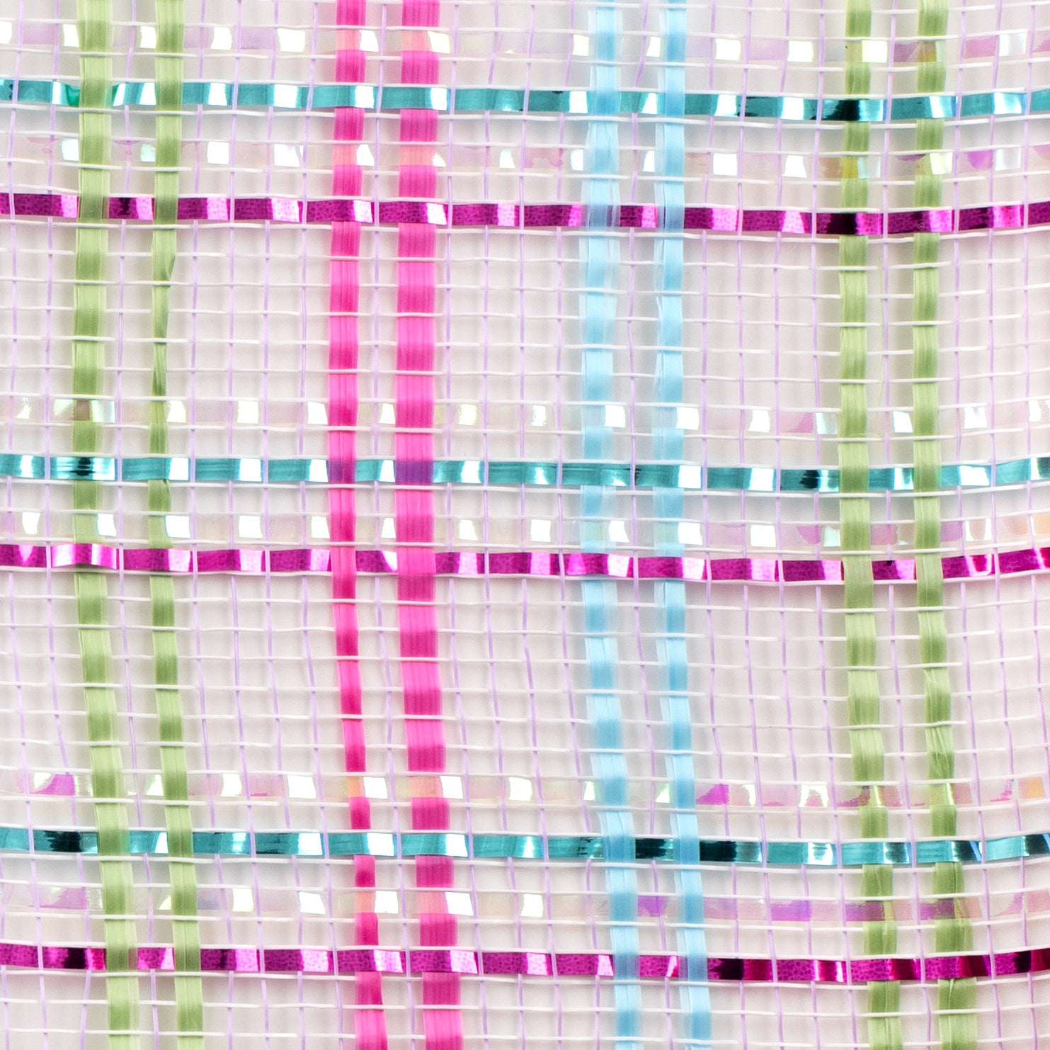10" Vertical Foil Plaid Mesh: Lavender, Hot Pink, Turquoise, Lime detail photo 3