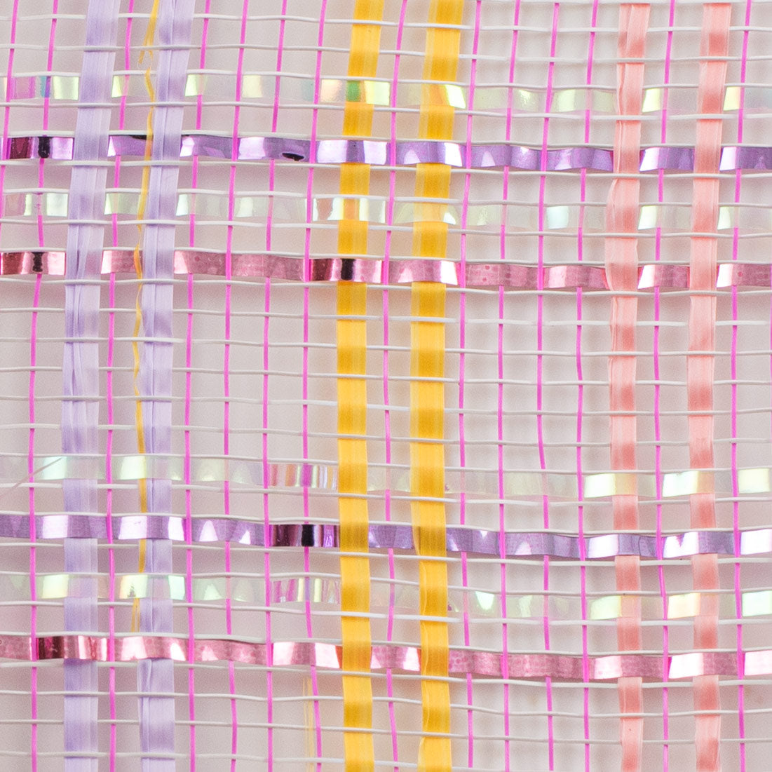 10" Vertical Foil Plaid Mesh: Pink, Yellow, Lavender, Iridescent detail photo 3