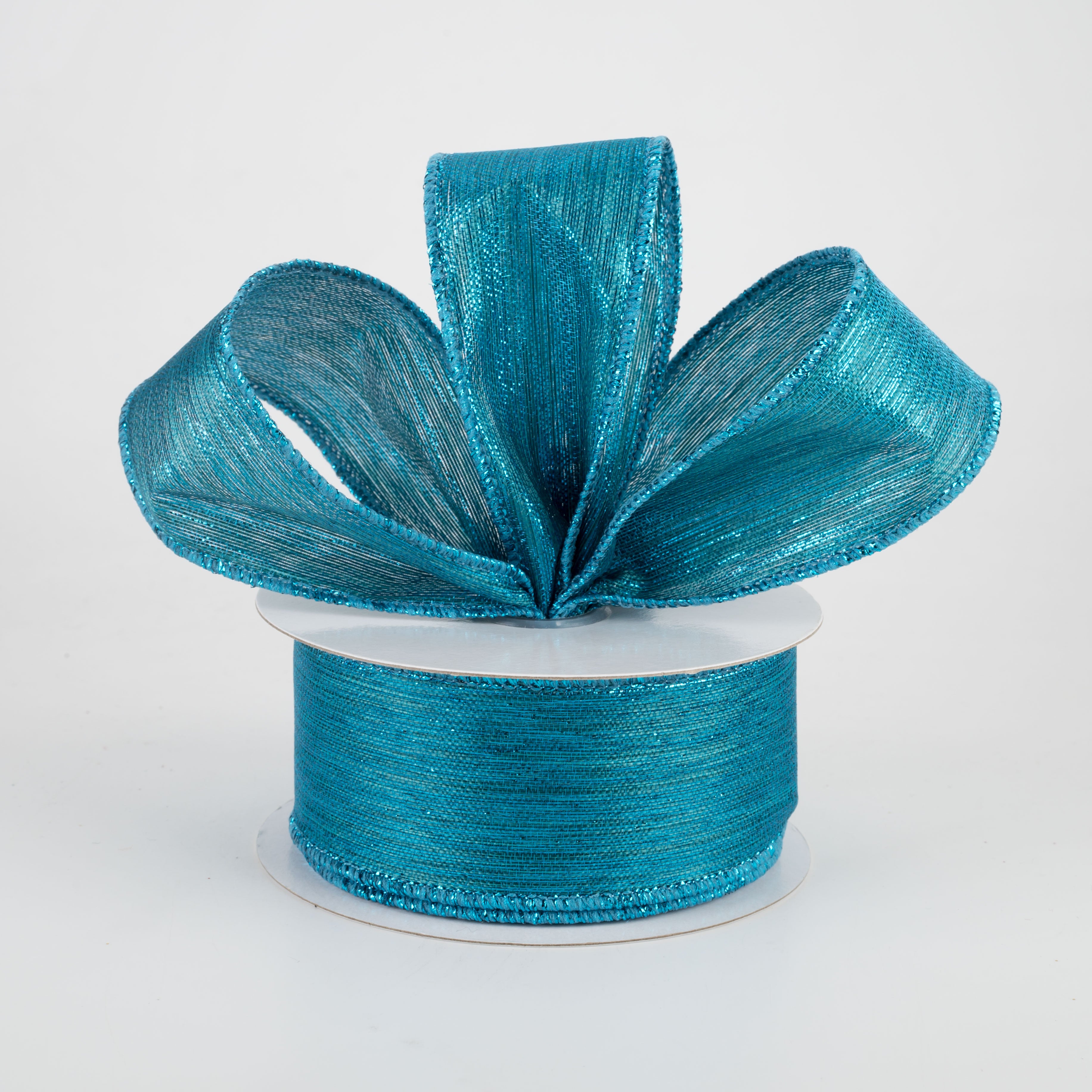 1.5" Vertical Metallic Stripe Ribbon: Peacock (10 Yards) Lifestyle Photo