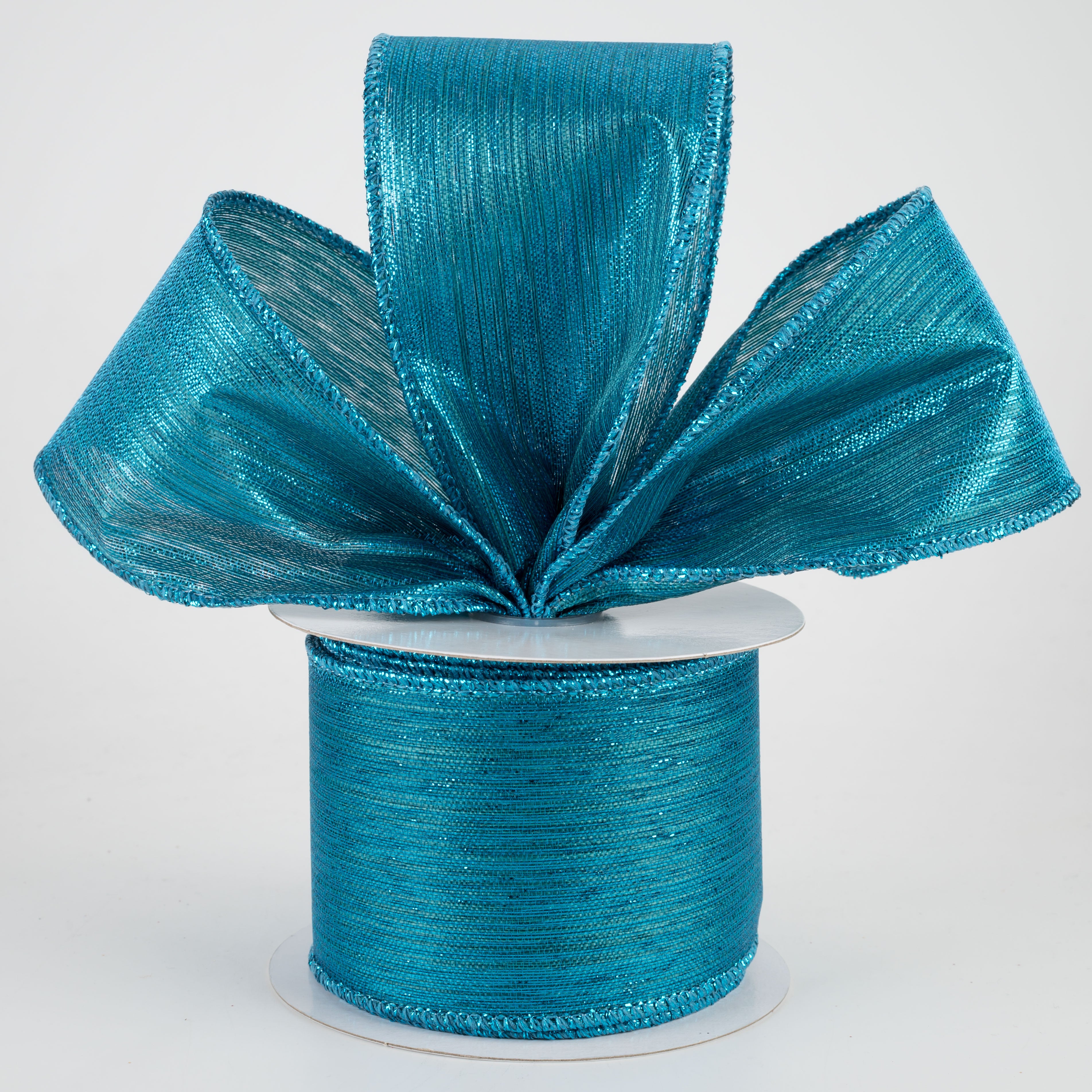 2.5" Vertical Metallic Stripe Ribbon: Peacock (10 Yards) Lifestyle Photo
