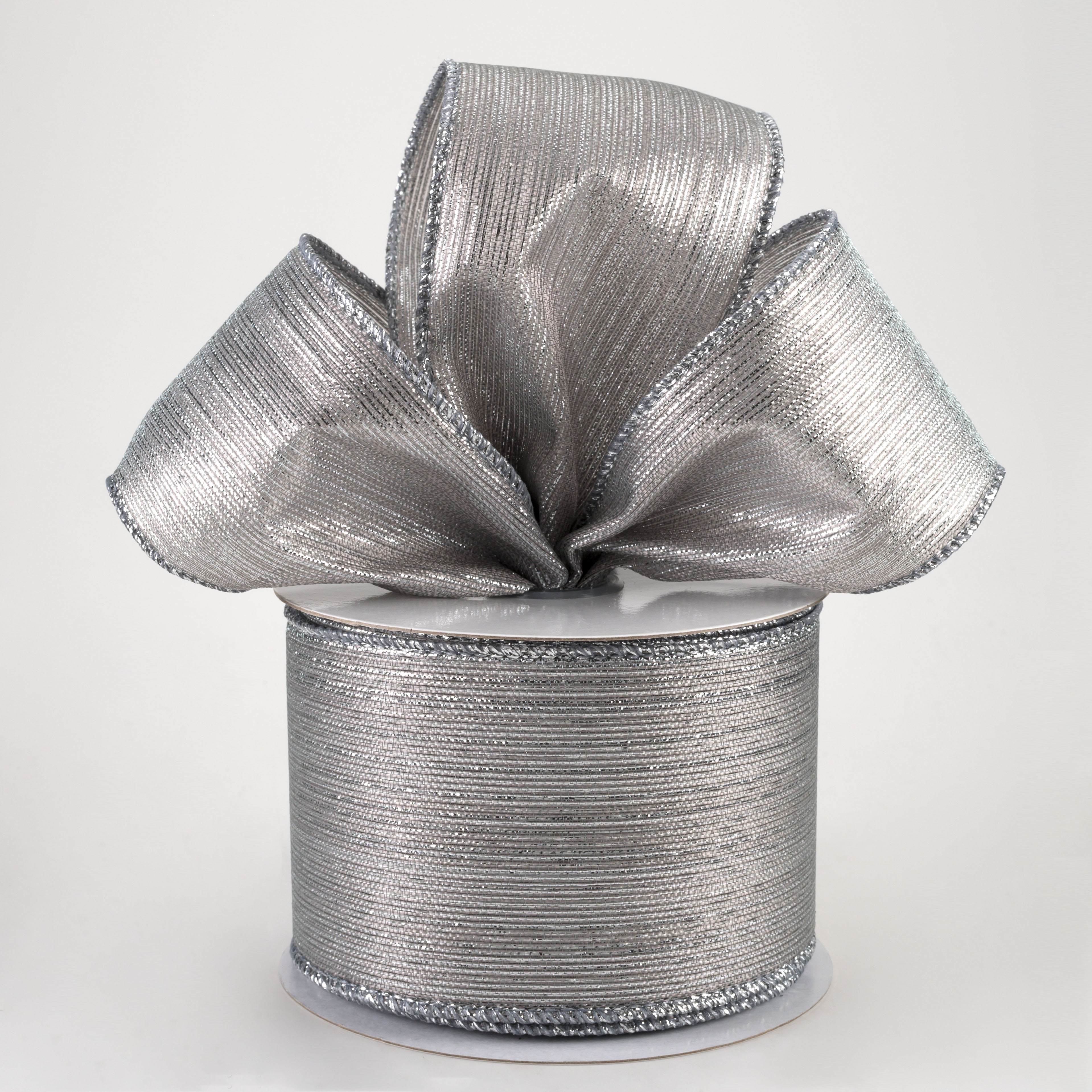 2.5" Vertical Metallic Stripe Ribbon: Pewter (10 Yards) Lifestyle Photo