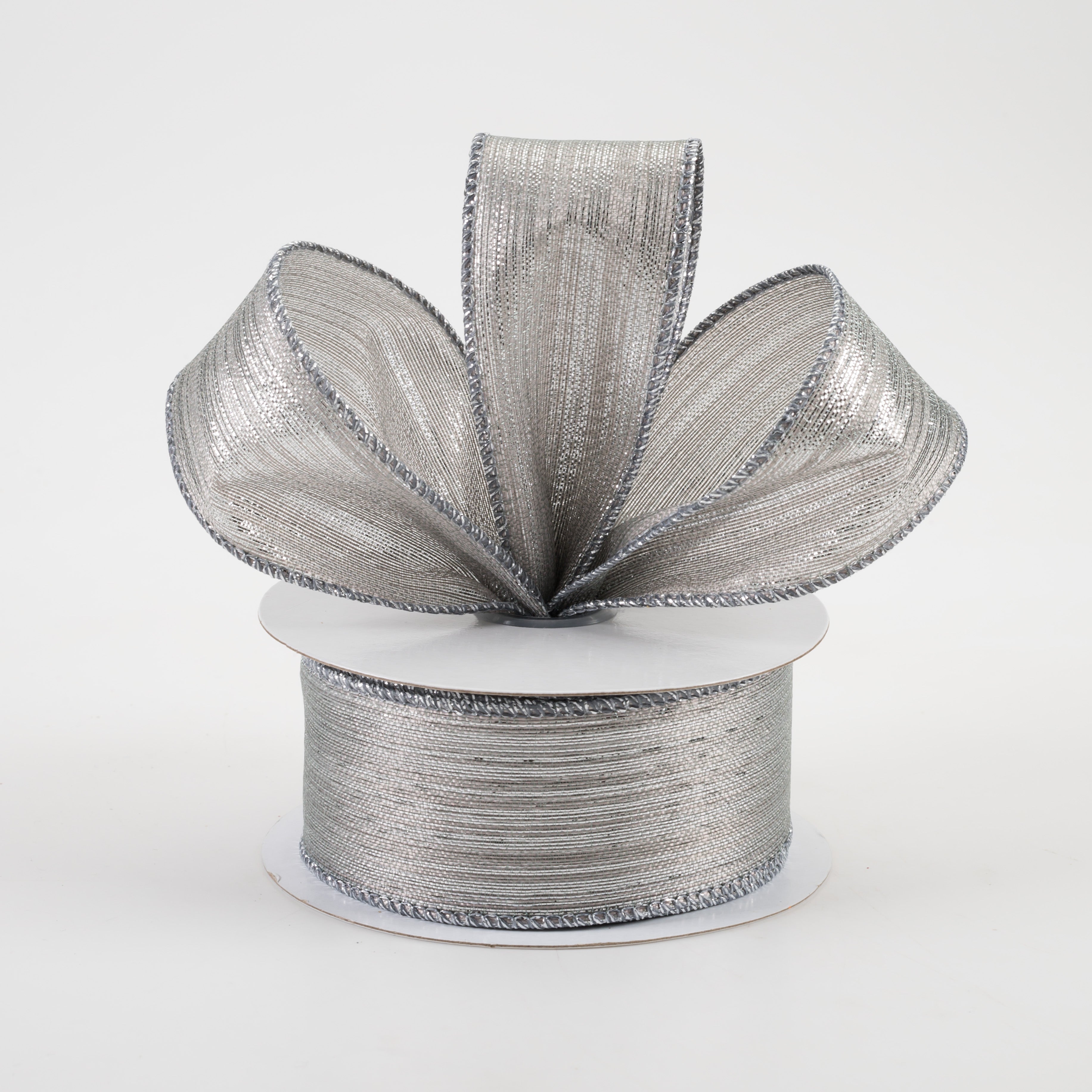 1.5" Vertical Metallic Stripe Ribbon: Pewter (10 Yards) Lifestyle Photo