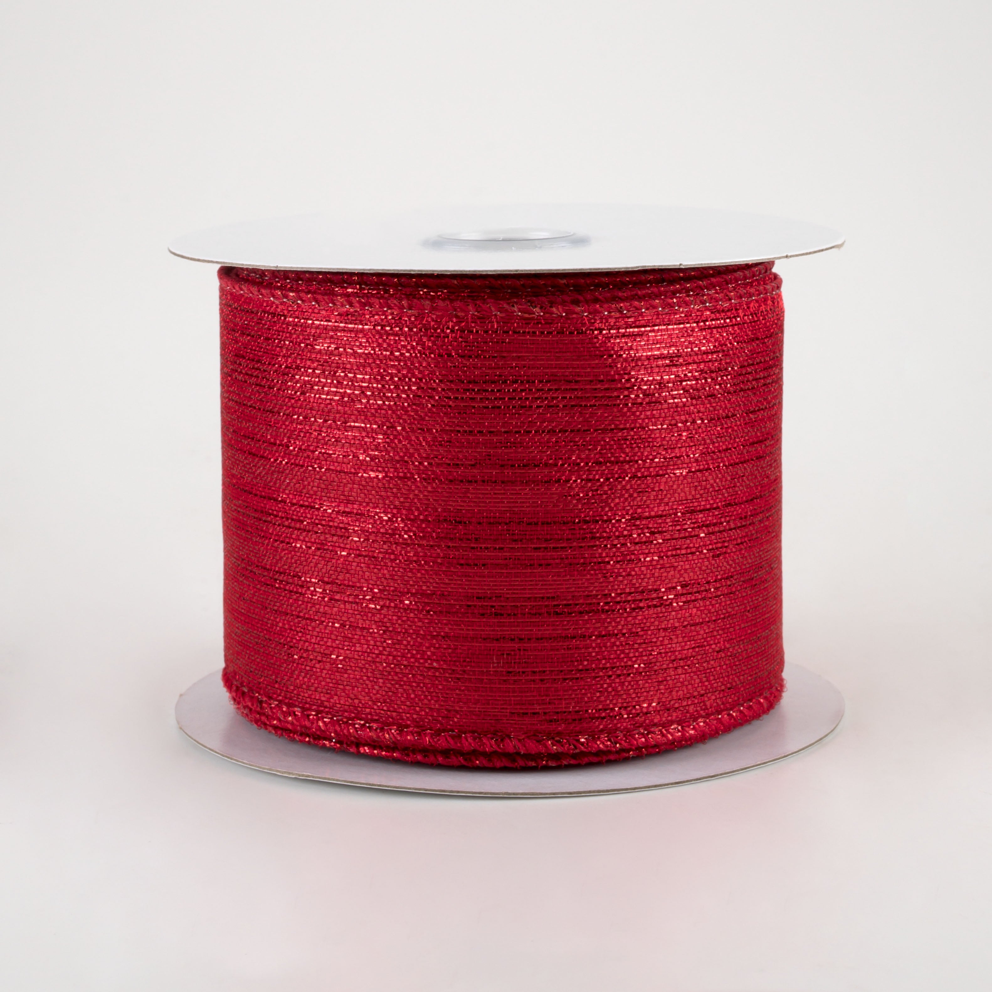 2.5" Vertical Metallic Stripe Ribbon: Red (10 Yards)