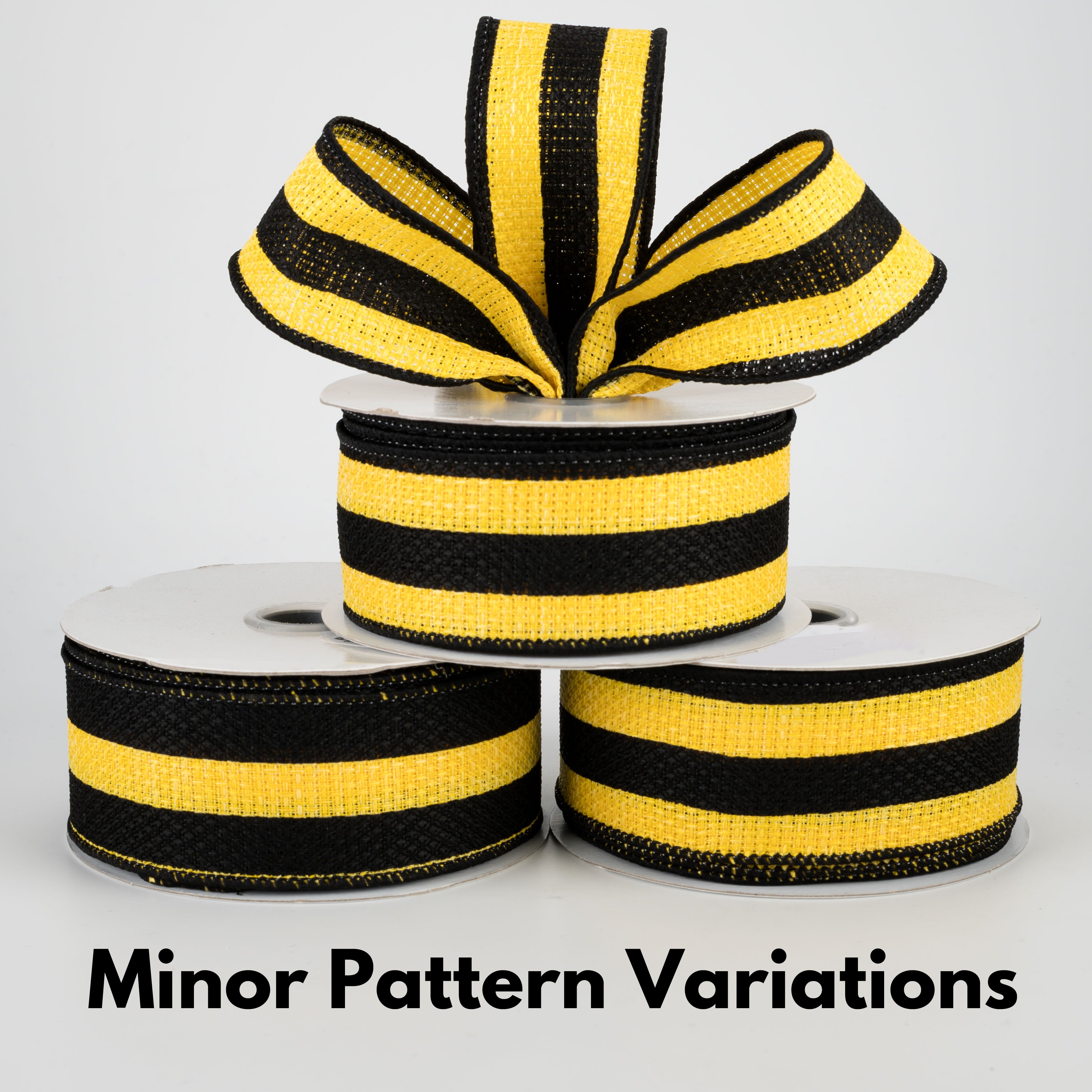 1.5" Vertical Stripe Faux Burlap Ribbon: Black & Sun Yellow (10 Yards) Lifestyle Photo