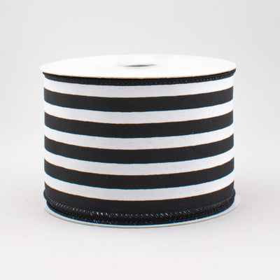 2.5" Vertical Stripe Ribbon: Black & White (10 Yards)