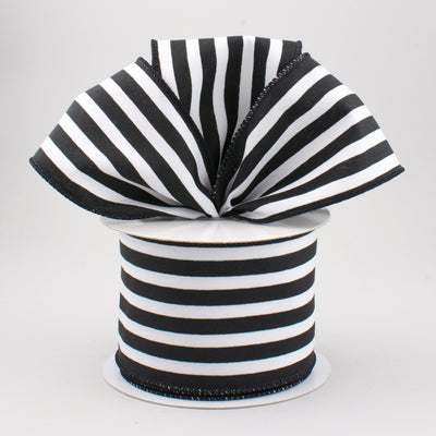 2.5" Vertical Stripe Ribbon: Black & White (10 Yards) Lifestyle Photo