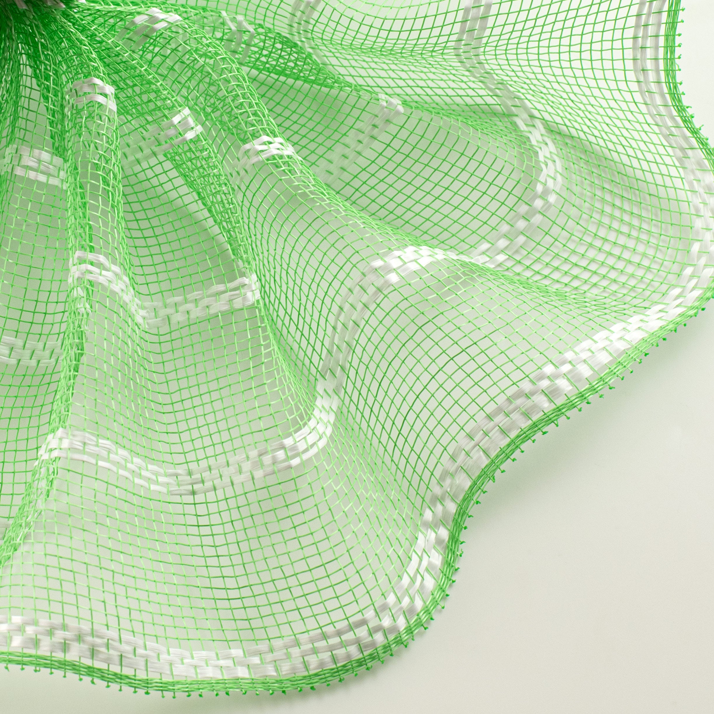 10" Vertical Wide Stripe Mesh: Lime Green & White Lifestyle Photo