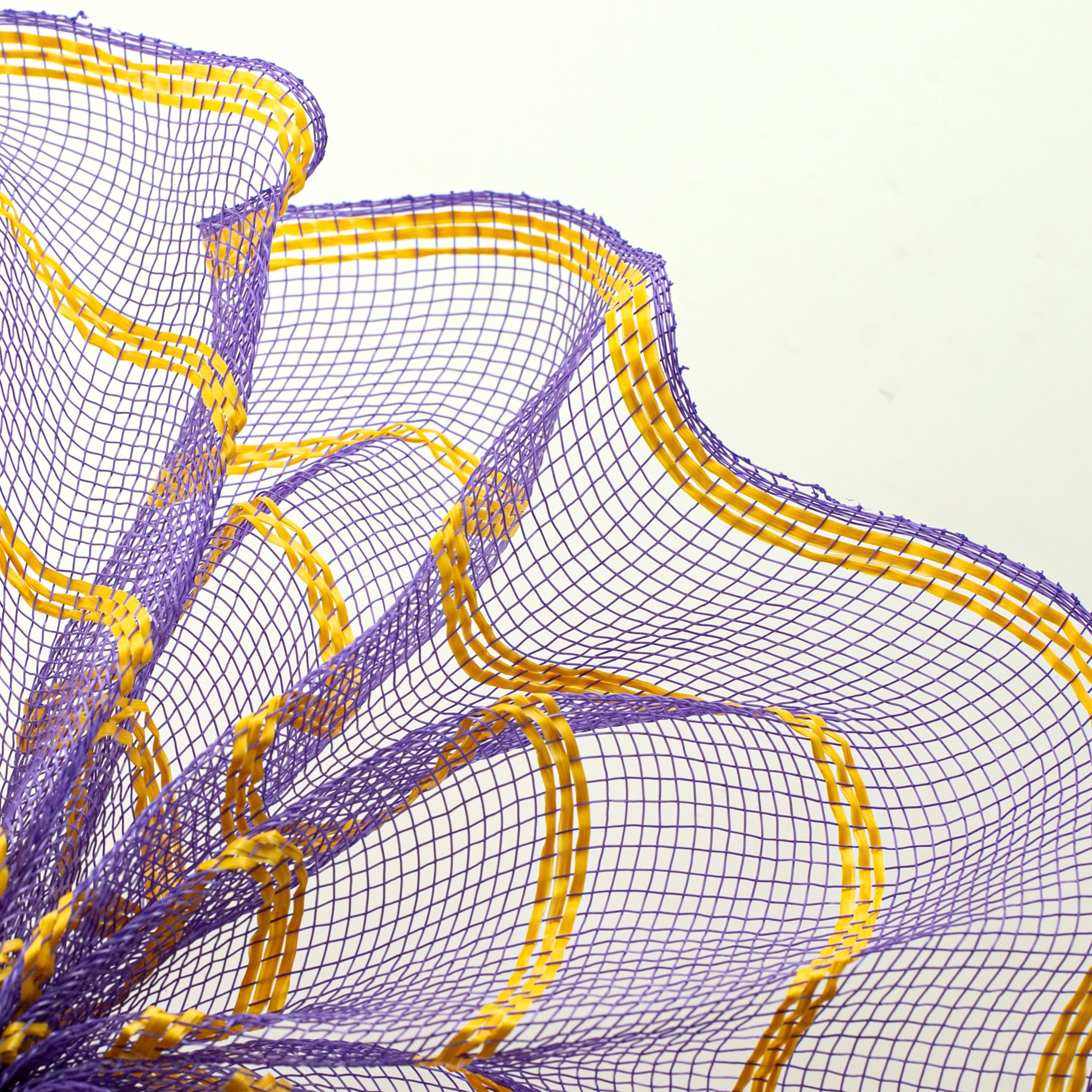 10" Vertical Wide Stripe Mesh: Purple & Yellow Lifestyle Photo